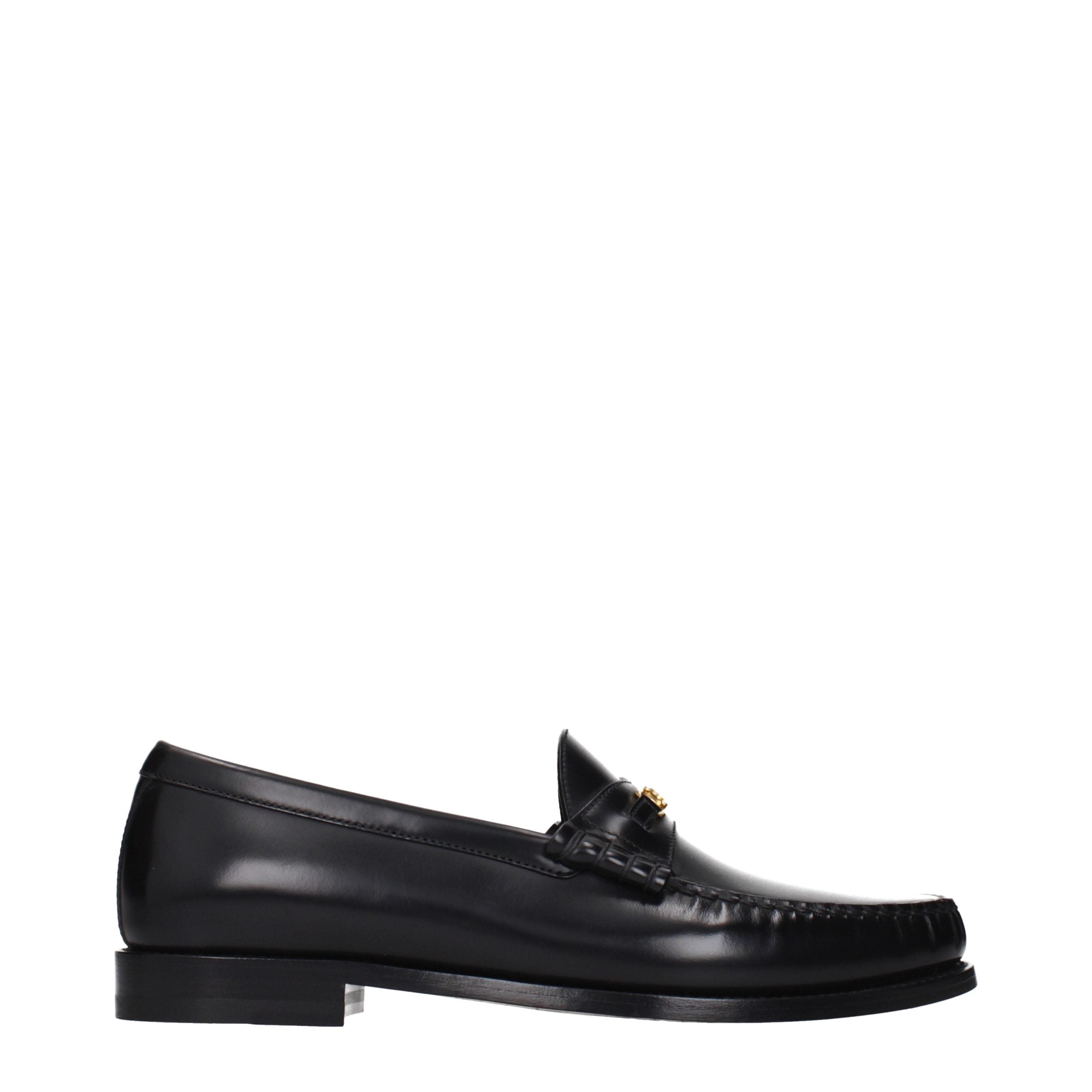 Celine Black Leather Slip-On Loafers Celine