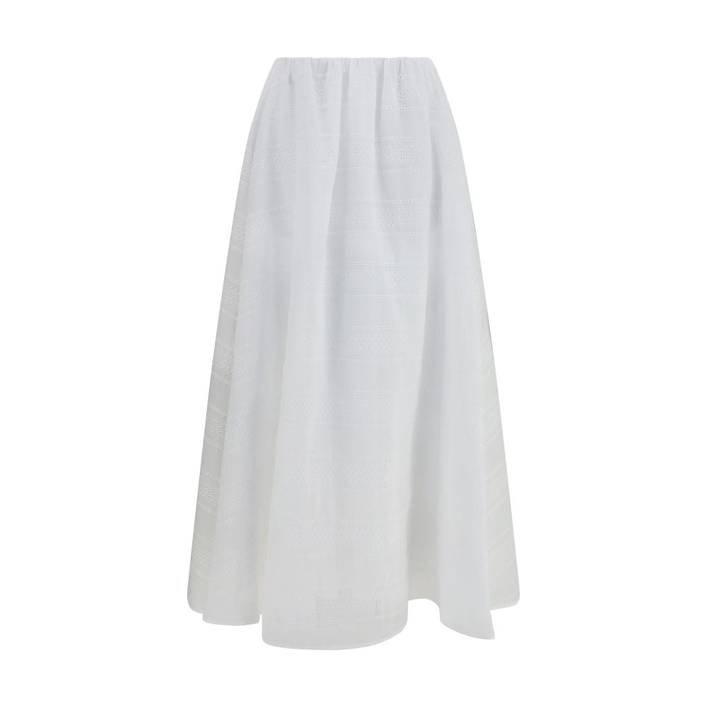 Brunello Cucinelli White Cotton Long Skirt Brunello Cucinelli