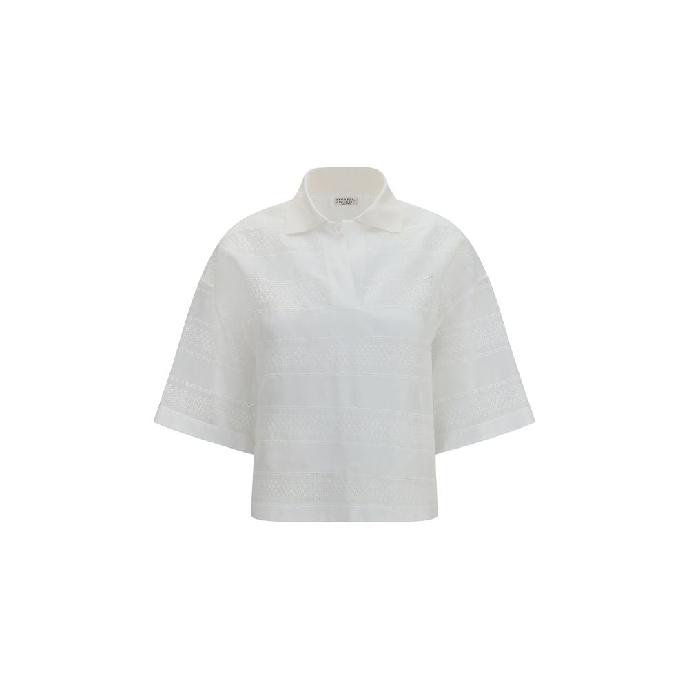Brunello Cucinelli White Cotton Polo Shirt Brunello Cucinelli