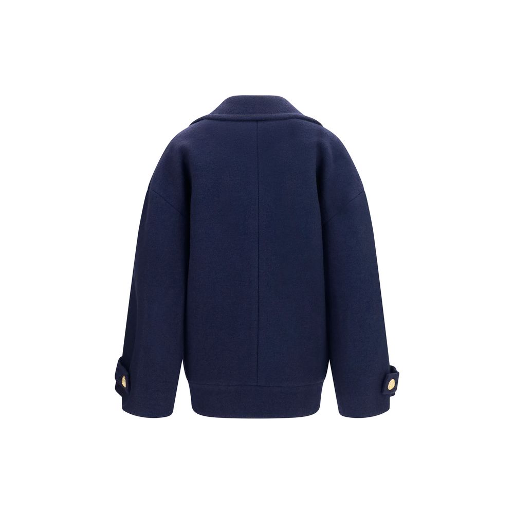 Balmain Blue Wool Oves Aries Coat Balmain