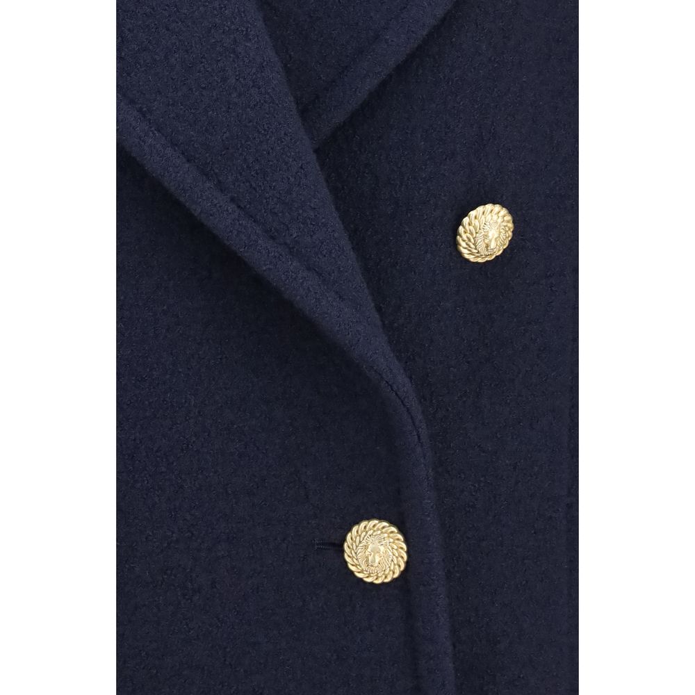 Balmain Blue Wool Oves Aries Coat Balmain