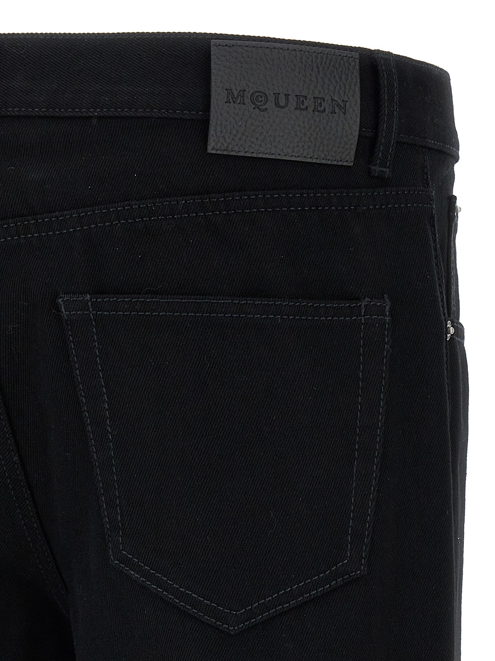 Alexander McQueen Black Cotton Straight-Leg Jeans