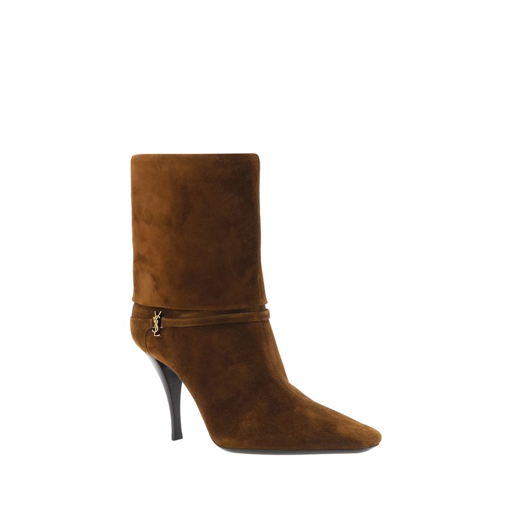 Saint Laurent Brown Calf Leather Bos Taurus High Heel Boots Saint Laurent