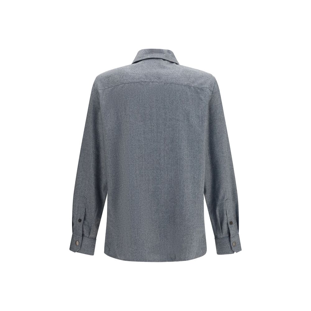 Brunello Cucinelli Gray Wool Oves Aries Shirt Brunello Cucinelli