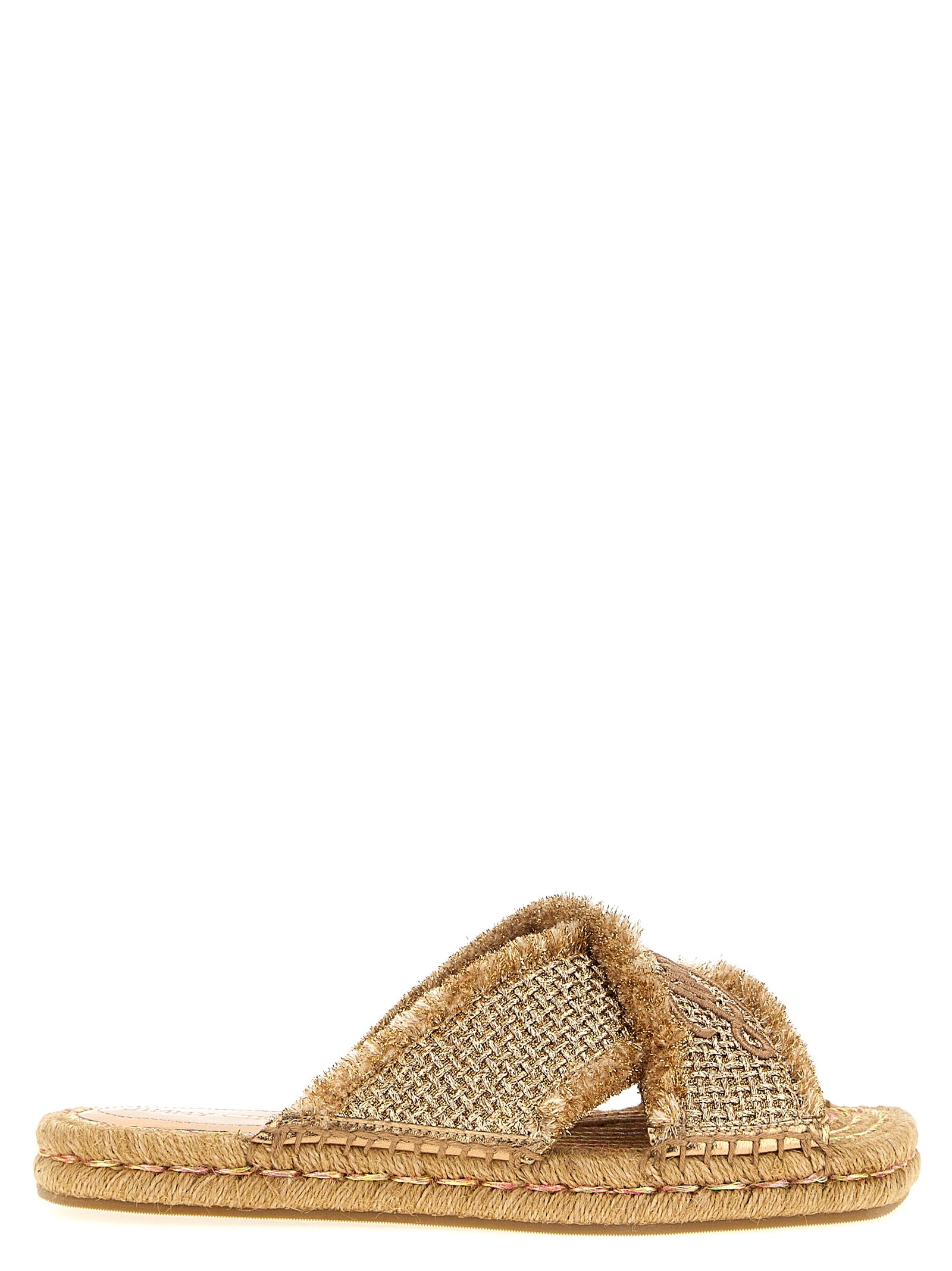 Jimmy Choo Gold Textile Slides Jimmy Choo