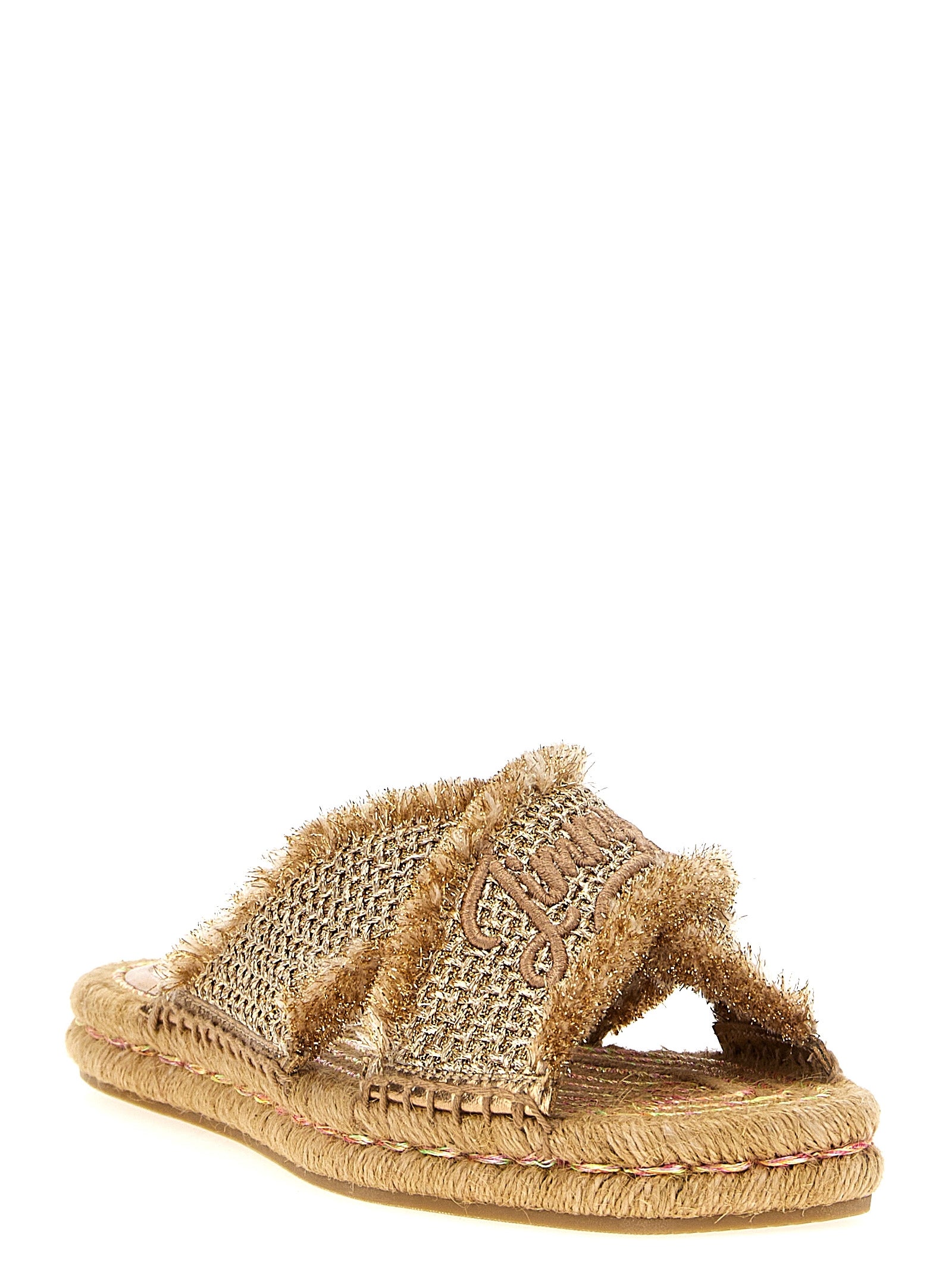 Jimmy Choo Gold Textile Slides Jimmy Choo
