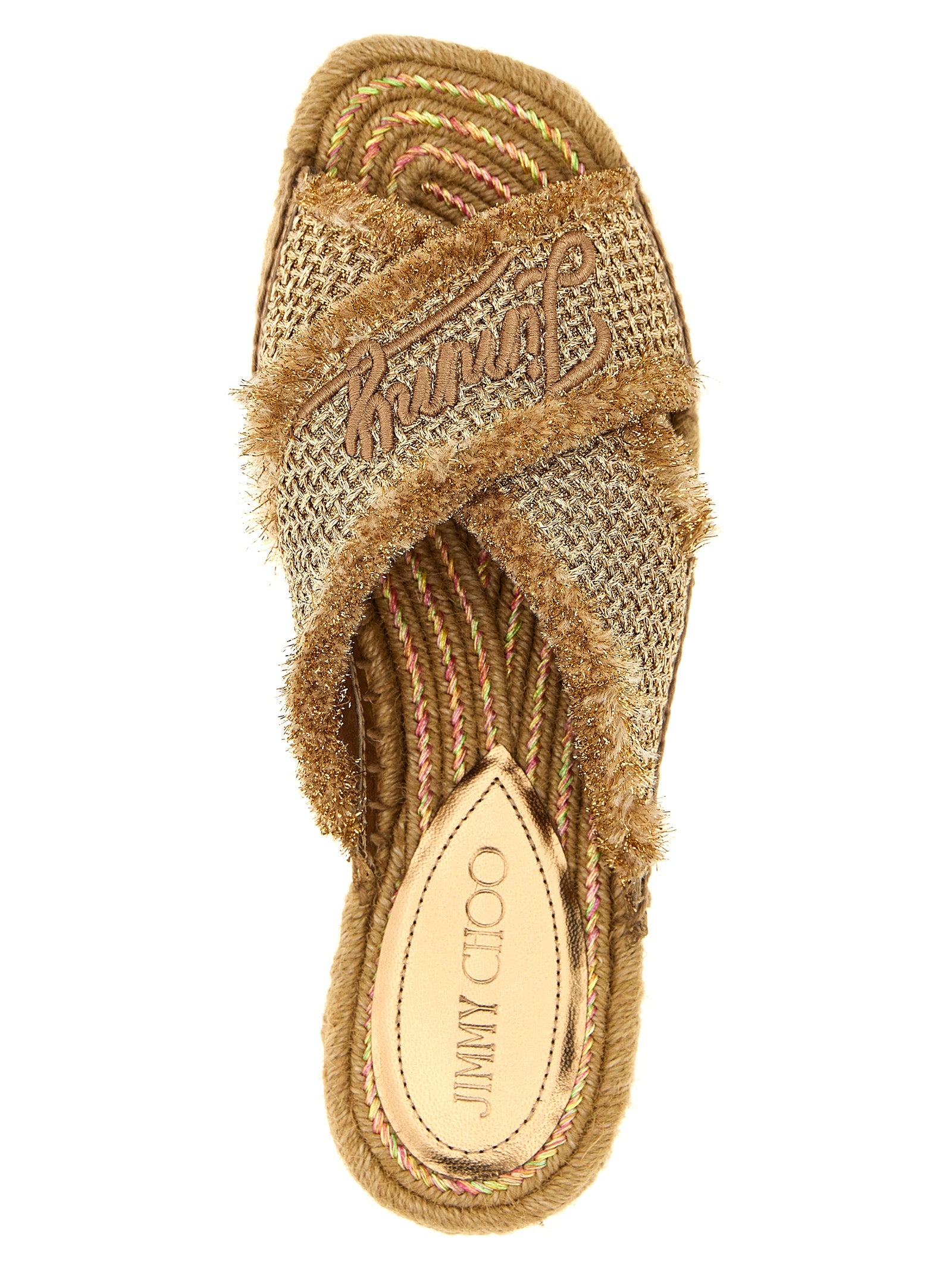 Jimmy Choo Gold Textile Slides Jimmy Choo