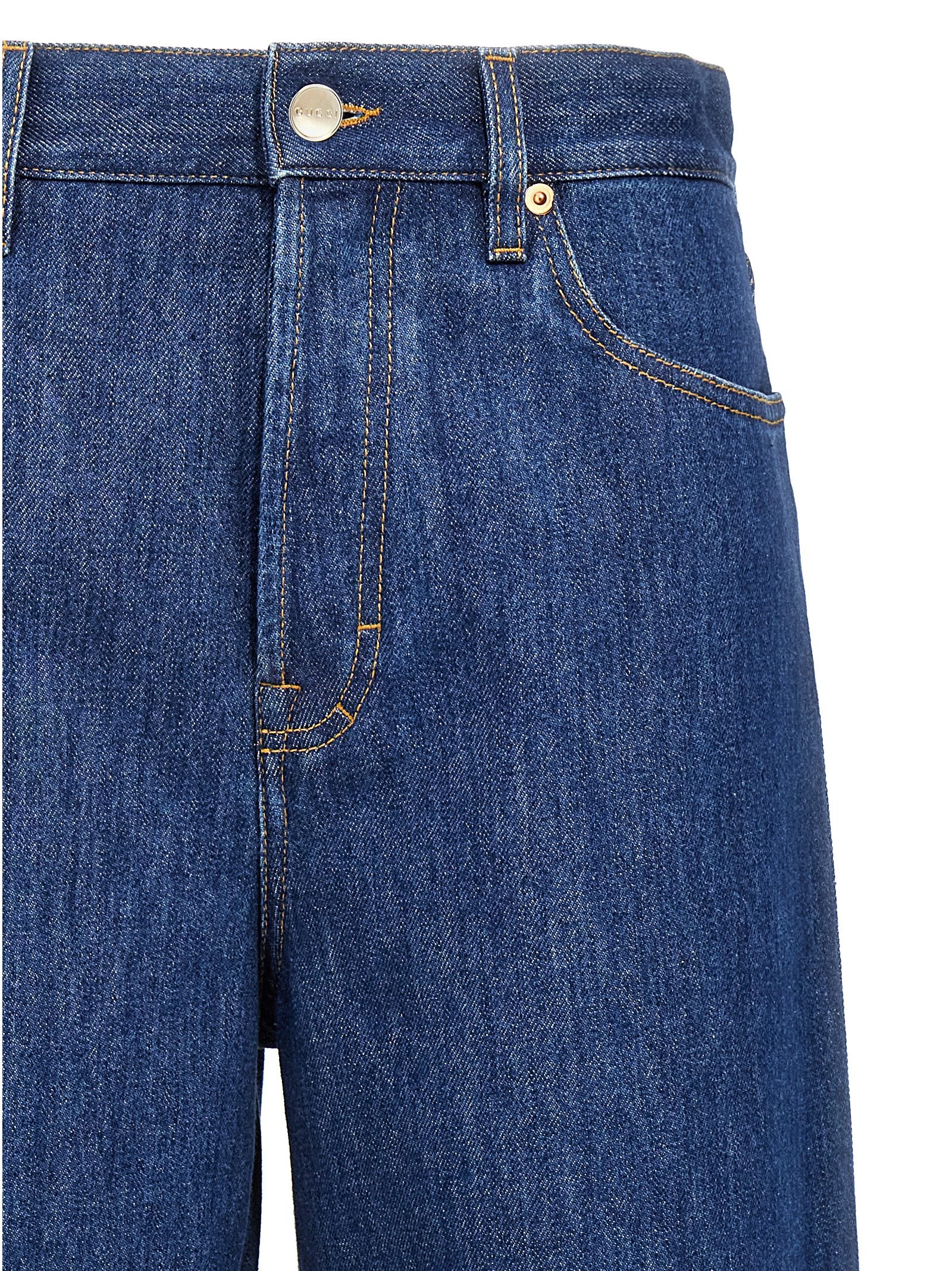 Gucci Blue Cotton Relaxed Fit Jeans Gucci
