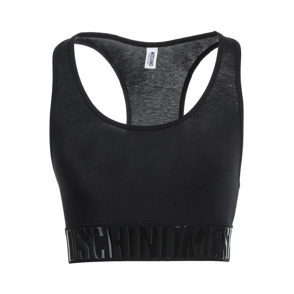 Moschino Black Cotton Sport Bra Moschino