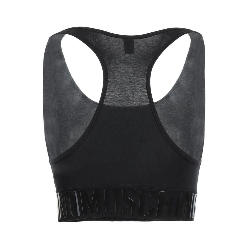 Moschino Black Cotton Sport Bra Moschino