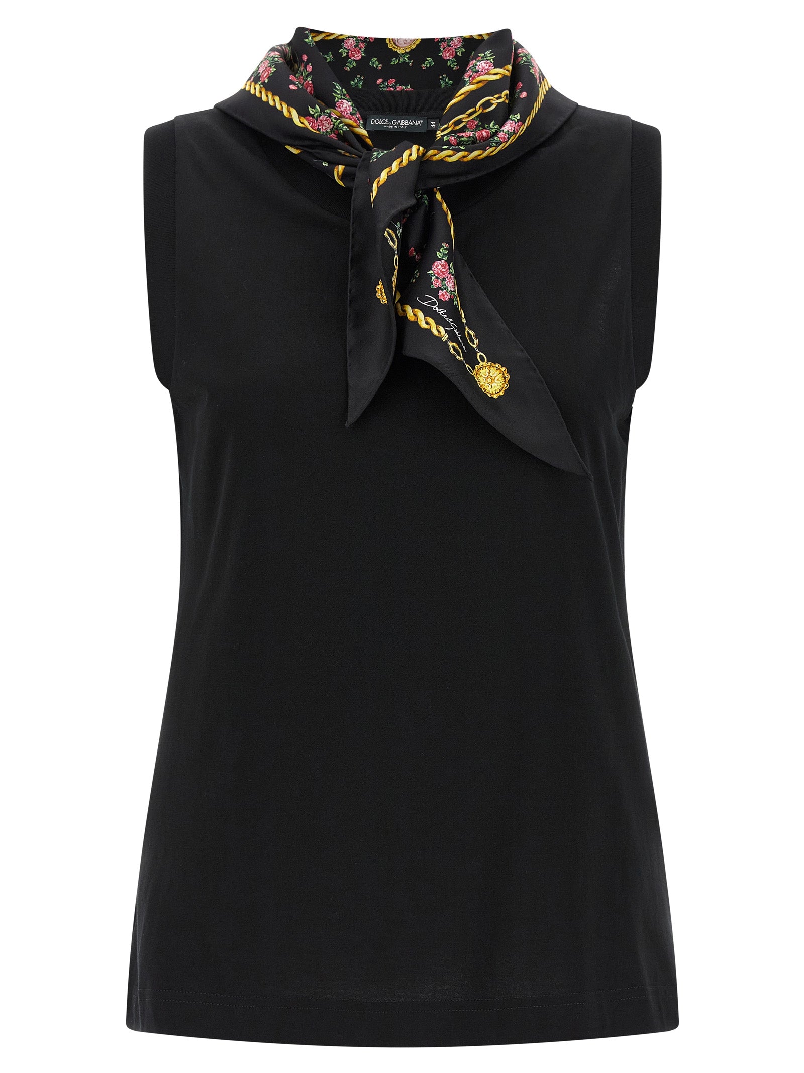 Dolce & Gabbana Black Cotton Sleeveles T-Shirt Dolce & Gabbana