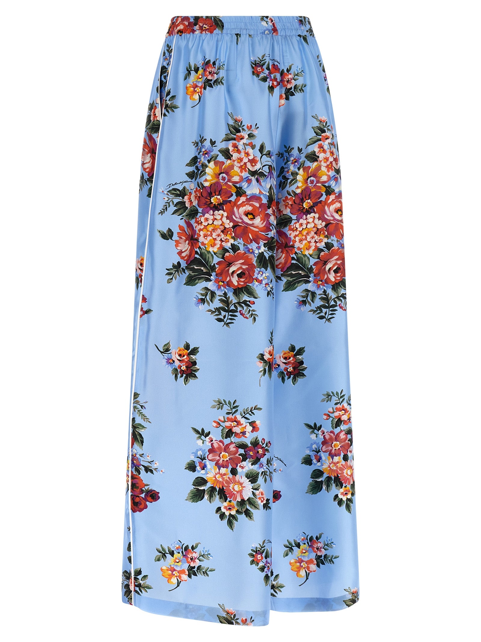 Dolce & Gabbana Blue Silk Casual Pants Dolce & Gabbana