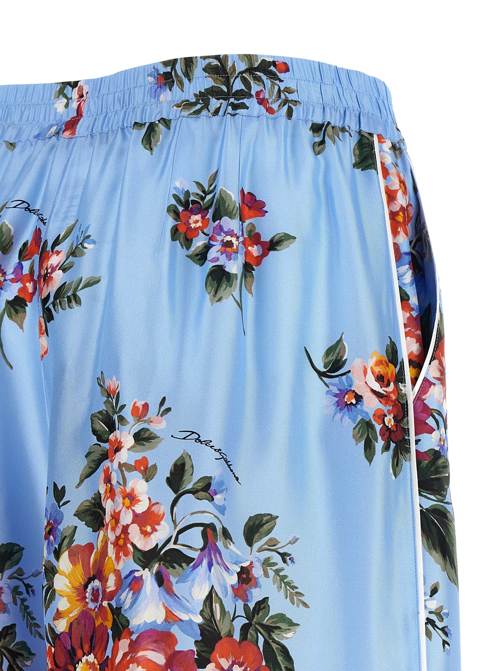 Dolce & Gabbana Blue Silk Casual Pants Dolce & Gabbana