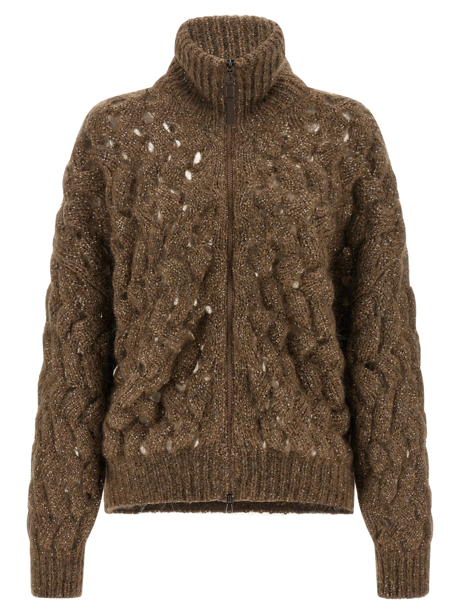 Brunello Cucinelli Brown Wool Cardigan