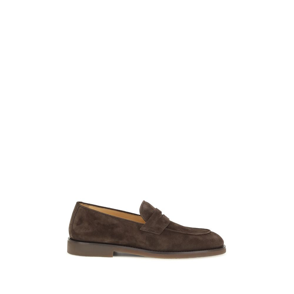 Brunello Cucinelli Brown Calf Leather Bos Taurus Slip-On Loafers Brunello Cucinelli