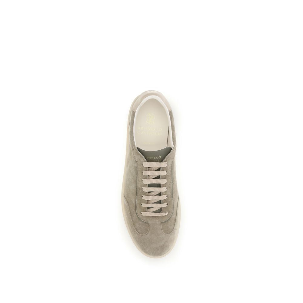 Brunello Cucinelli Beige Calf Leather Bos Taurus Sneakers Brunello Cucinelli