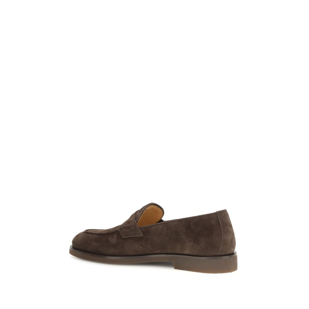 Brunello Cucinelli Brown Calf Leather Bos Taurus Slip-On Loafers Brunello Cucinelli