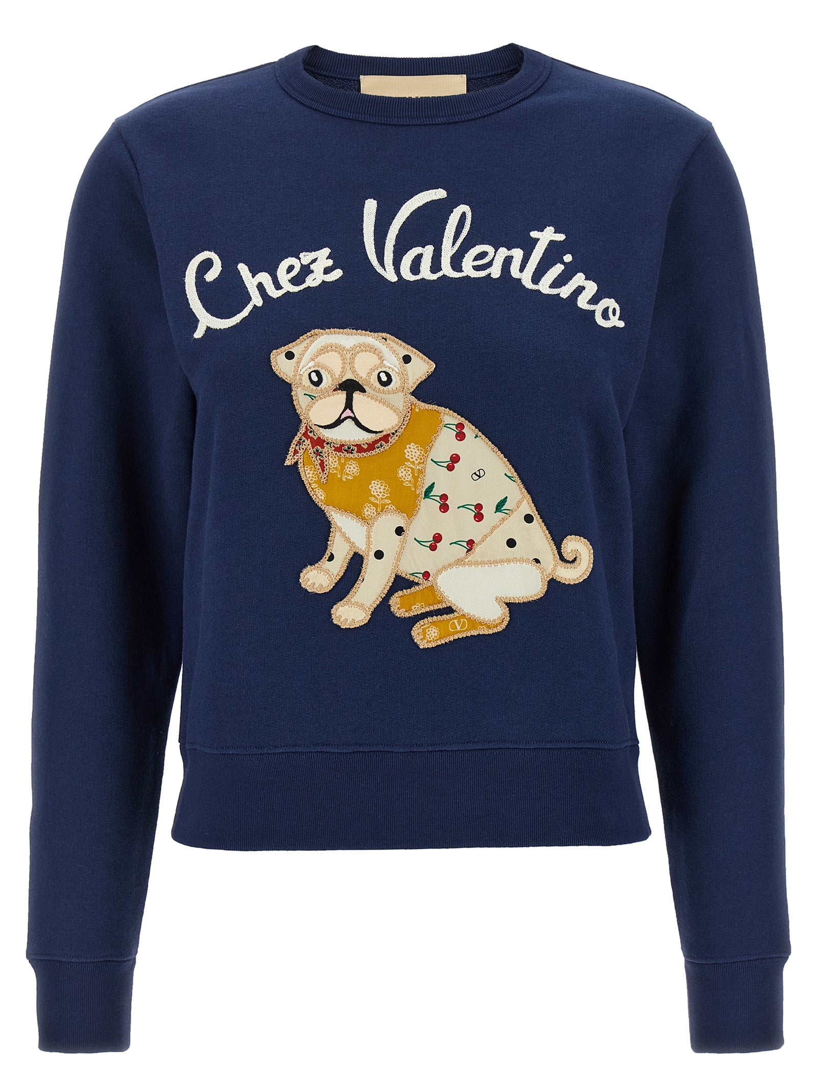 Valentino Garavani Blue Cotton Sweatshirt Valentino Garavani