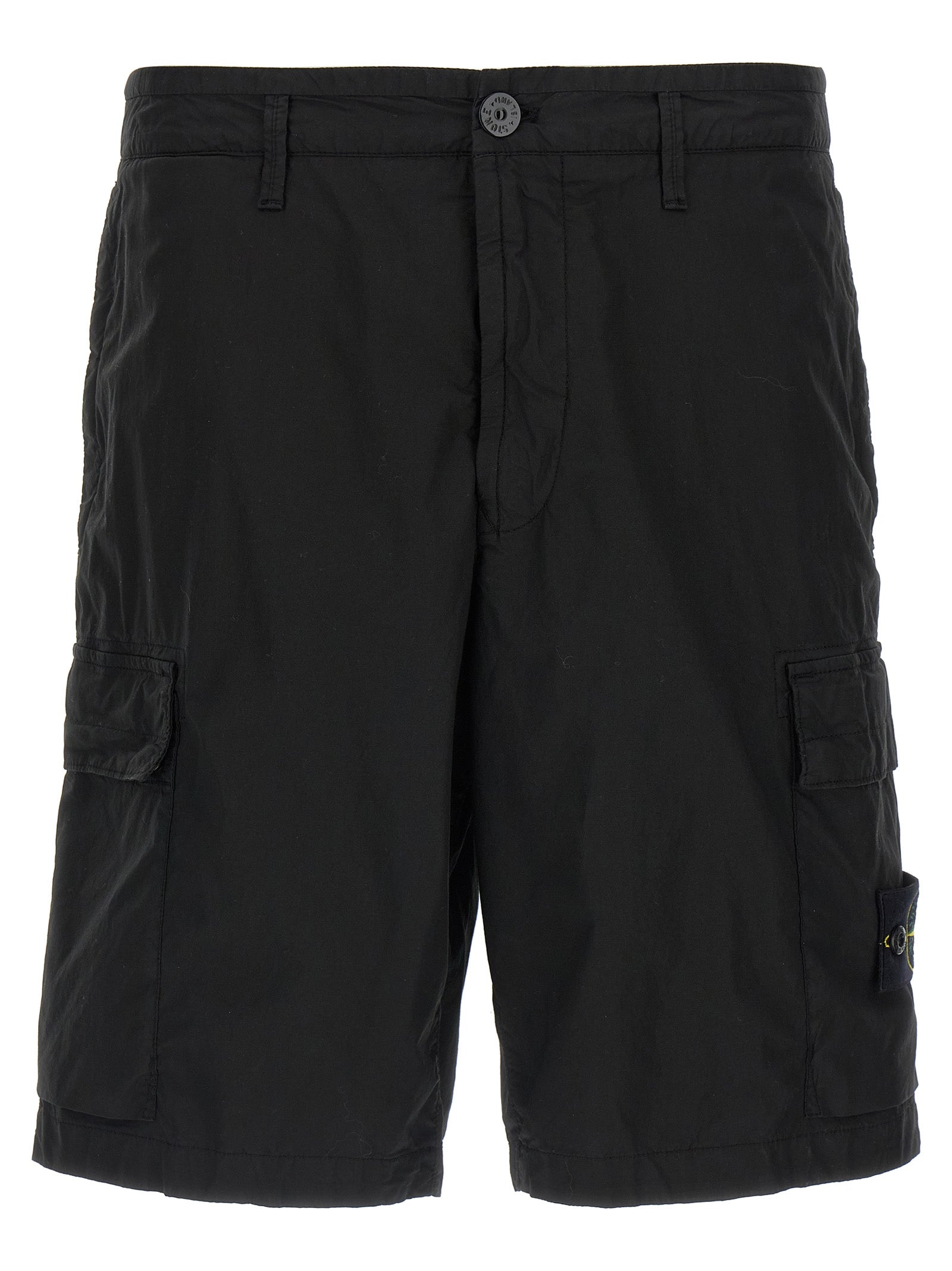 Stone Island Black Cotton Bermuda Shorts Stone Island