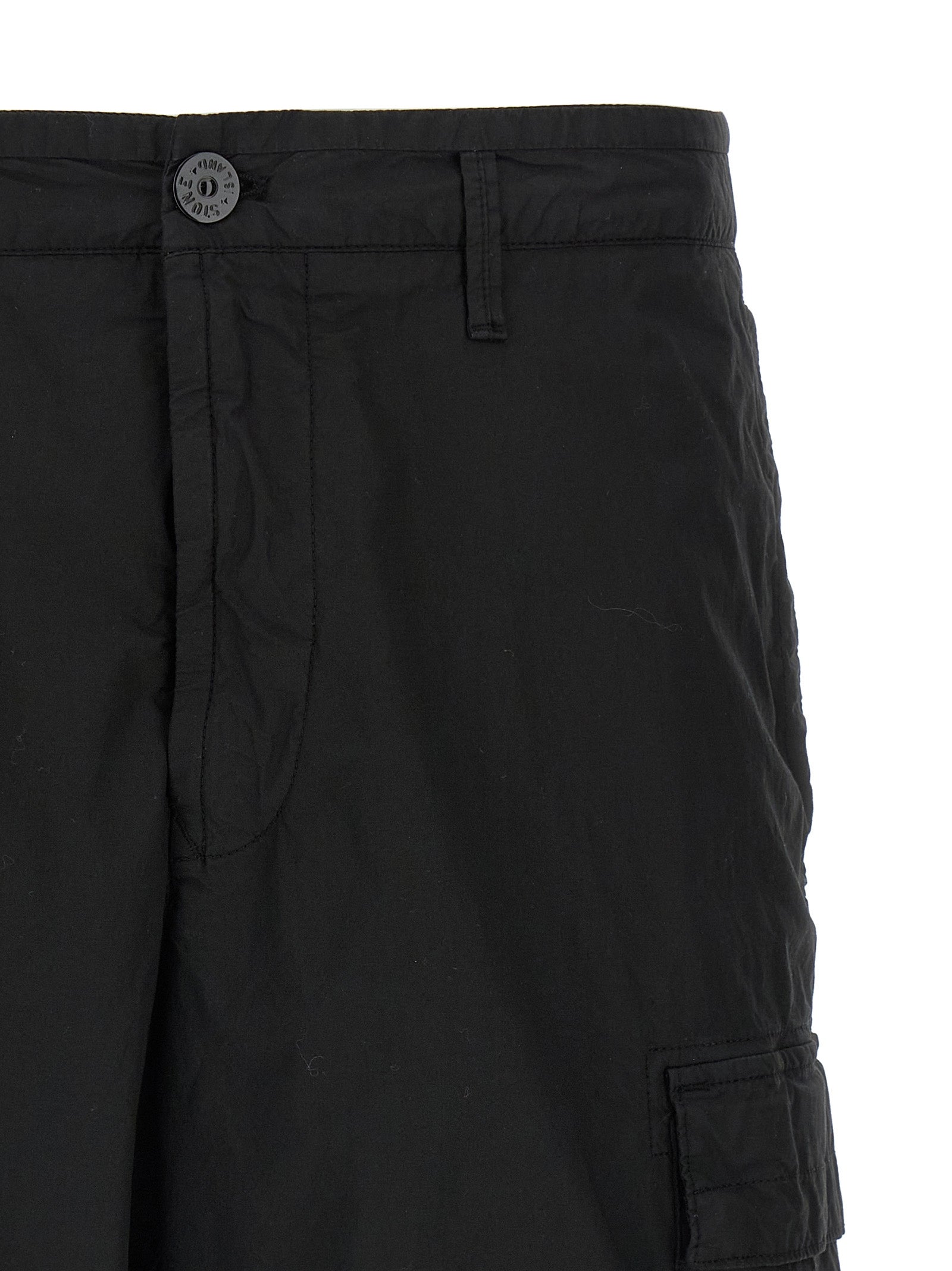 Stone Island Black Cotton Bermuda Shorts Stone Island