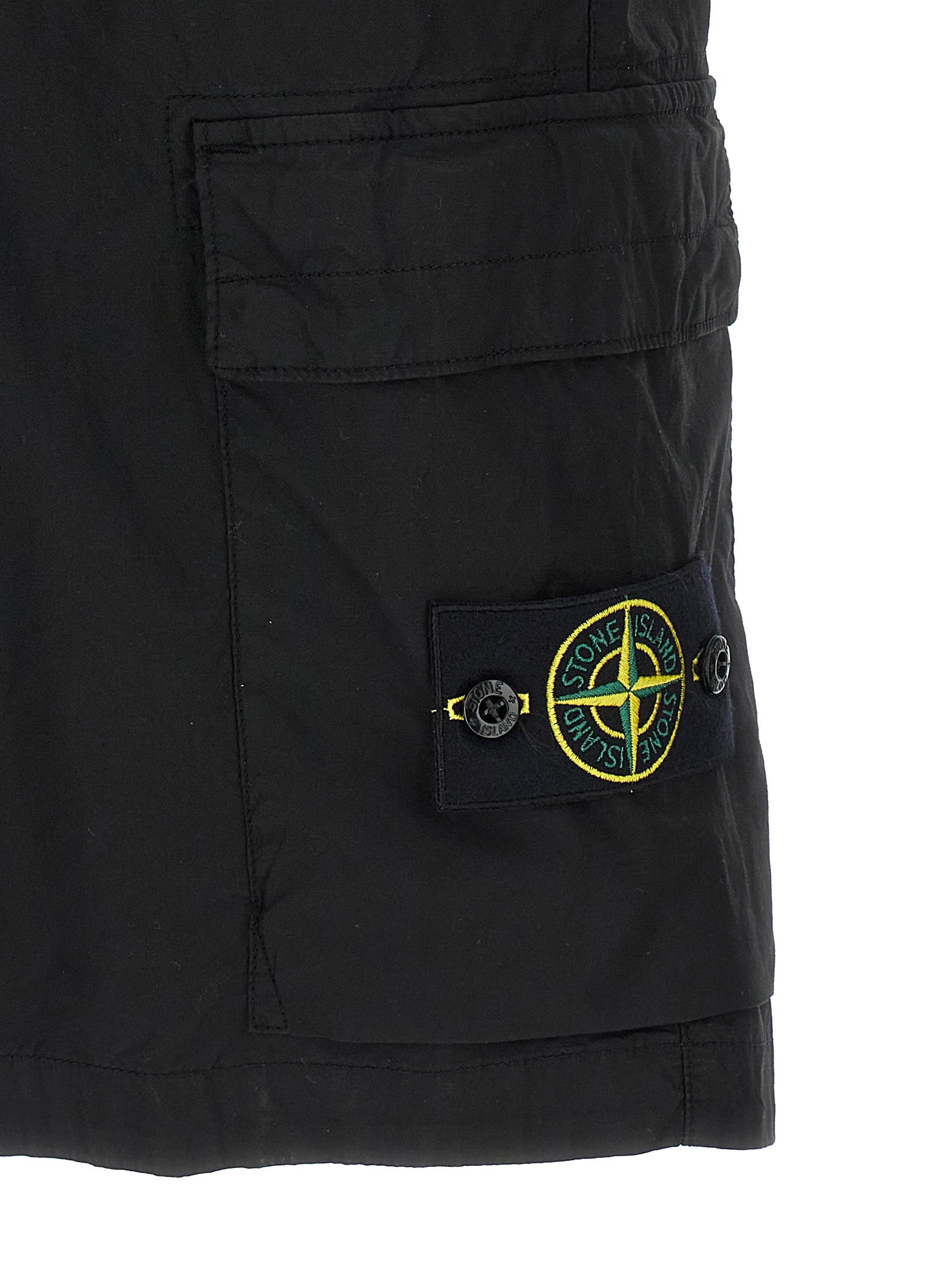 Stone Island Black Cotton Bermuda Shorts Stone Island