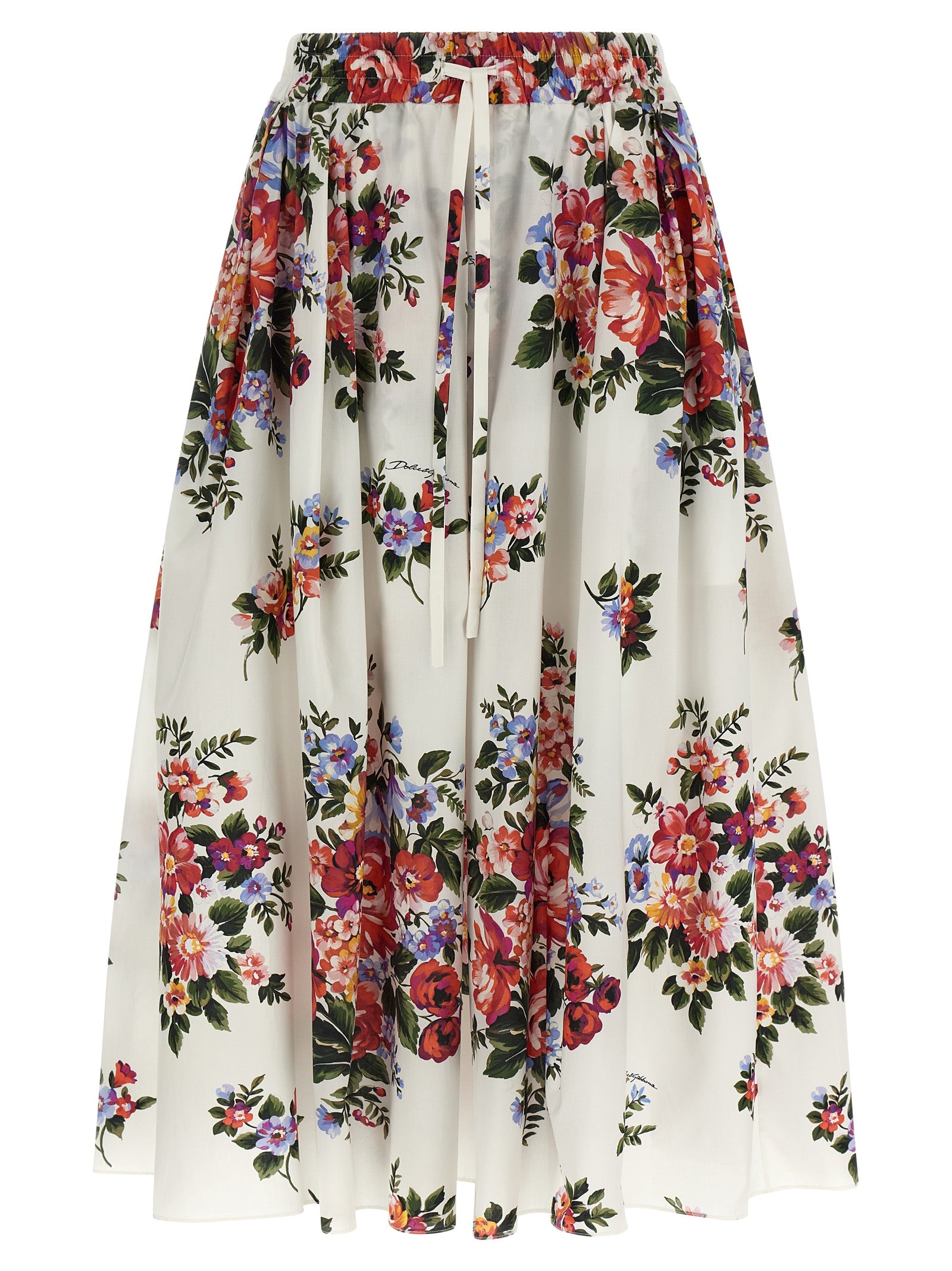 Dolce & Gabbana White Cotton Midi Skirt Dolce & Gabbana