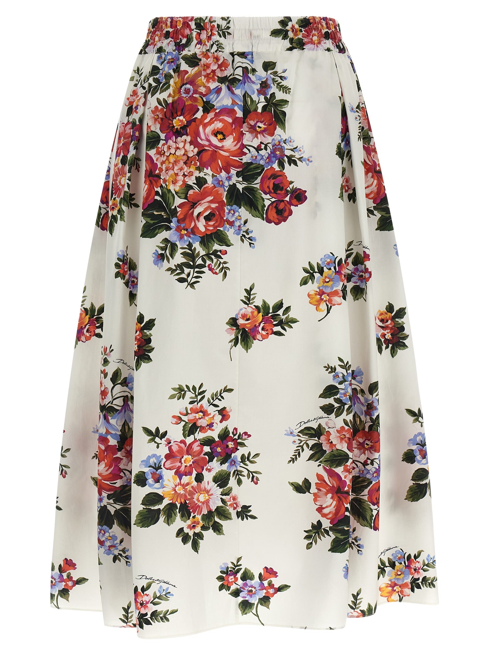 Dolce & Gabbana White Cotton Midi Skirt Dolce & Gabbana