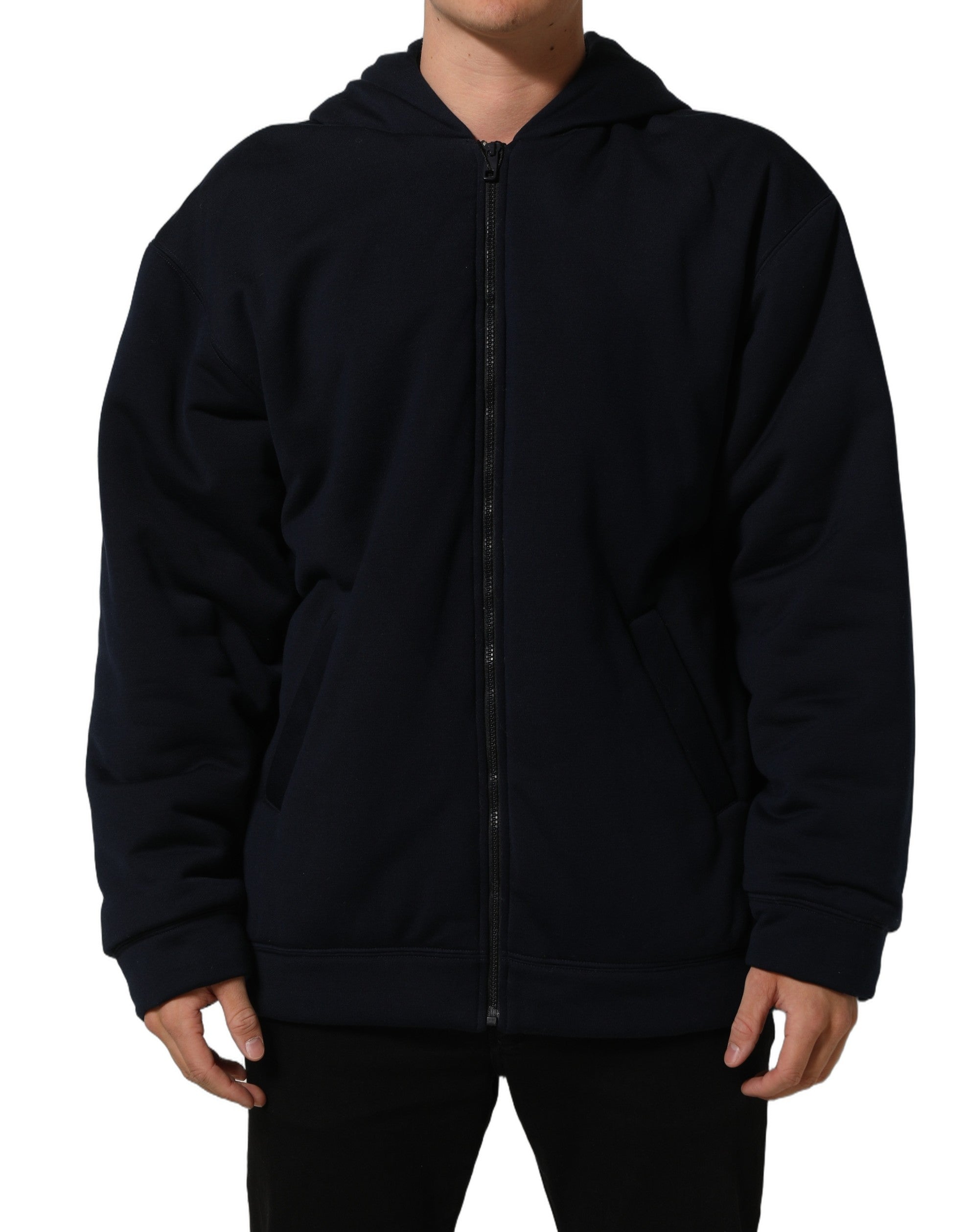 Dolce & Gabbana Black Cotton Full Zip Hooded Bomber Jacket Dolce & Gabbana