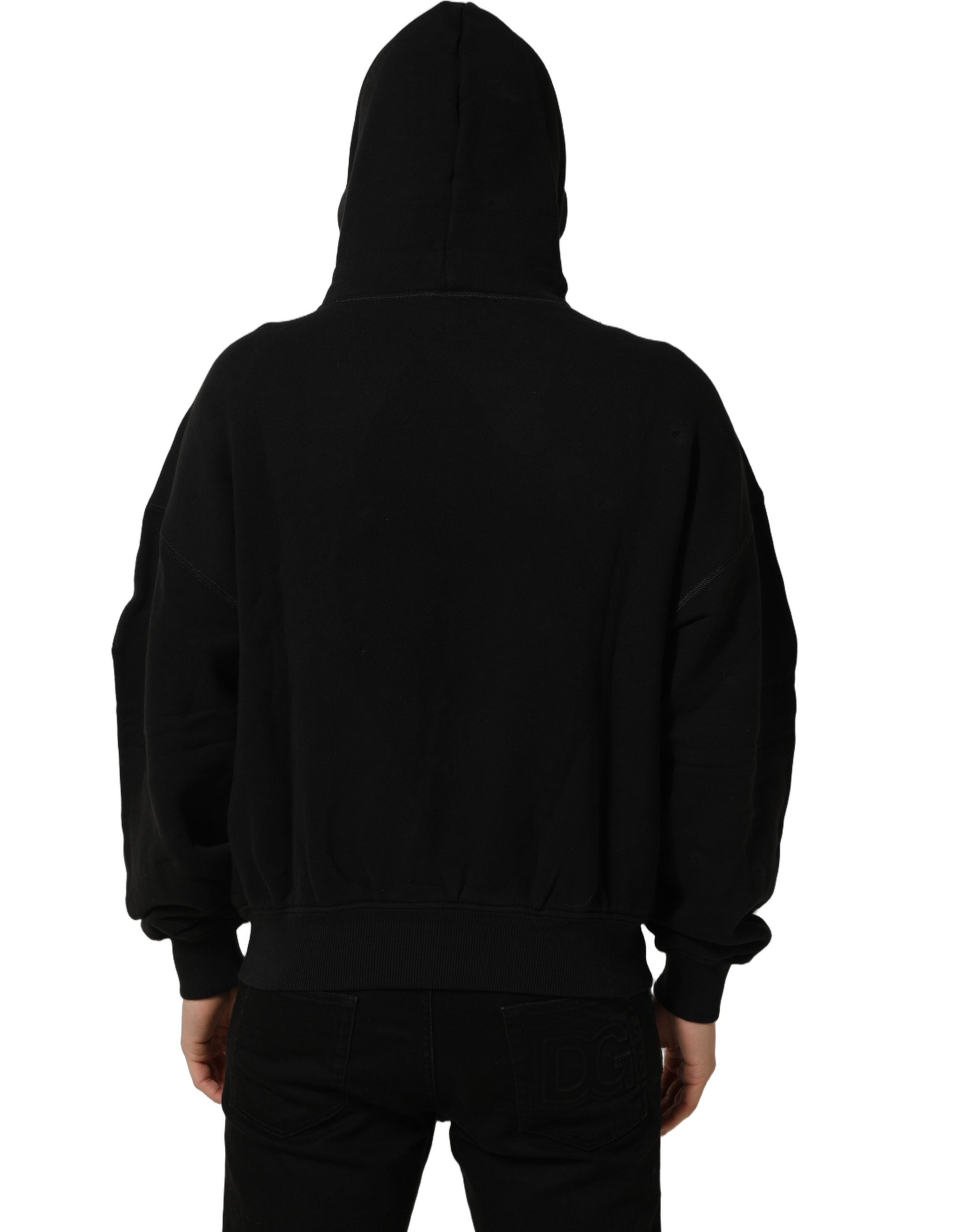 Dolce & Gabbana Black Cotton Milano1984 Print Hoodie Sweater Dolce & Gabbana