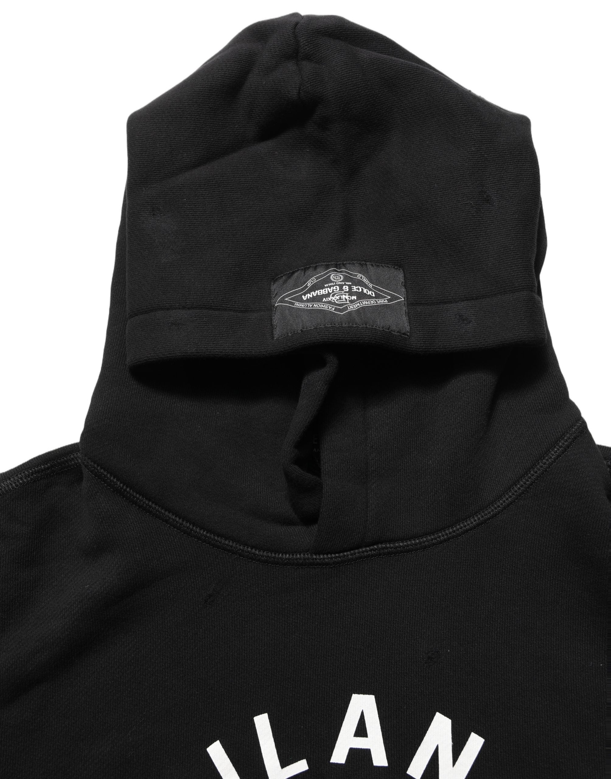 Dolce & Gabbana Black Cotton Milano1984 Print Hoodie Sweater Dolce & Gabbana