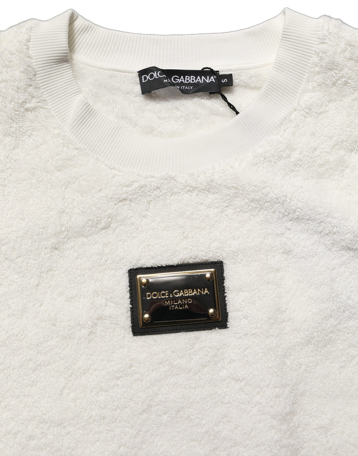 Dolce & Gabbana White LogoPlaque CrewNeck Sweatshirt Sweater Dolce & Gabbana