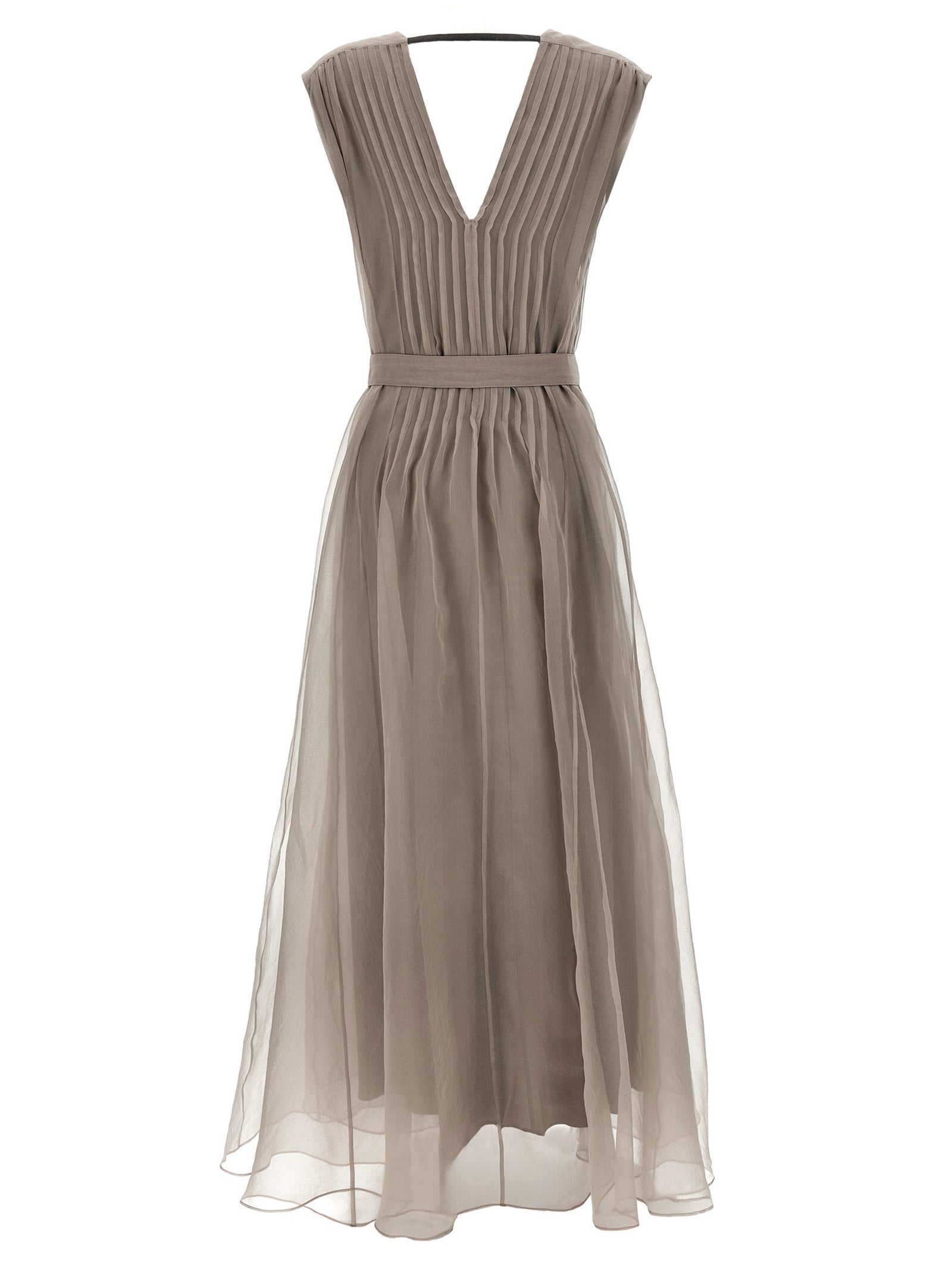 Brunello Cucinelli Beige Silk Long Dress Brunello Cucinelli