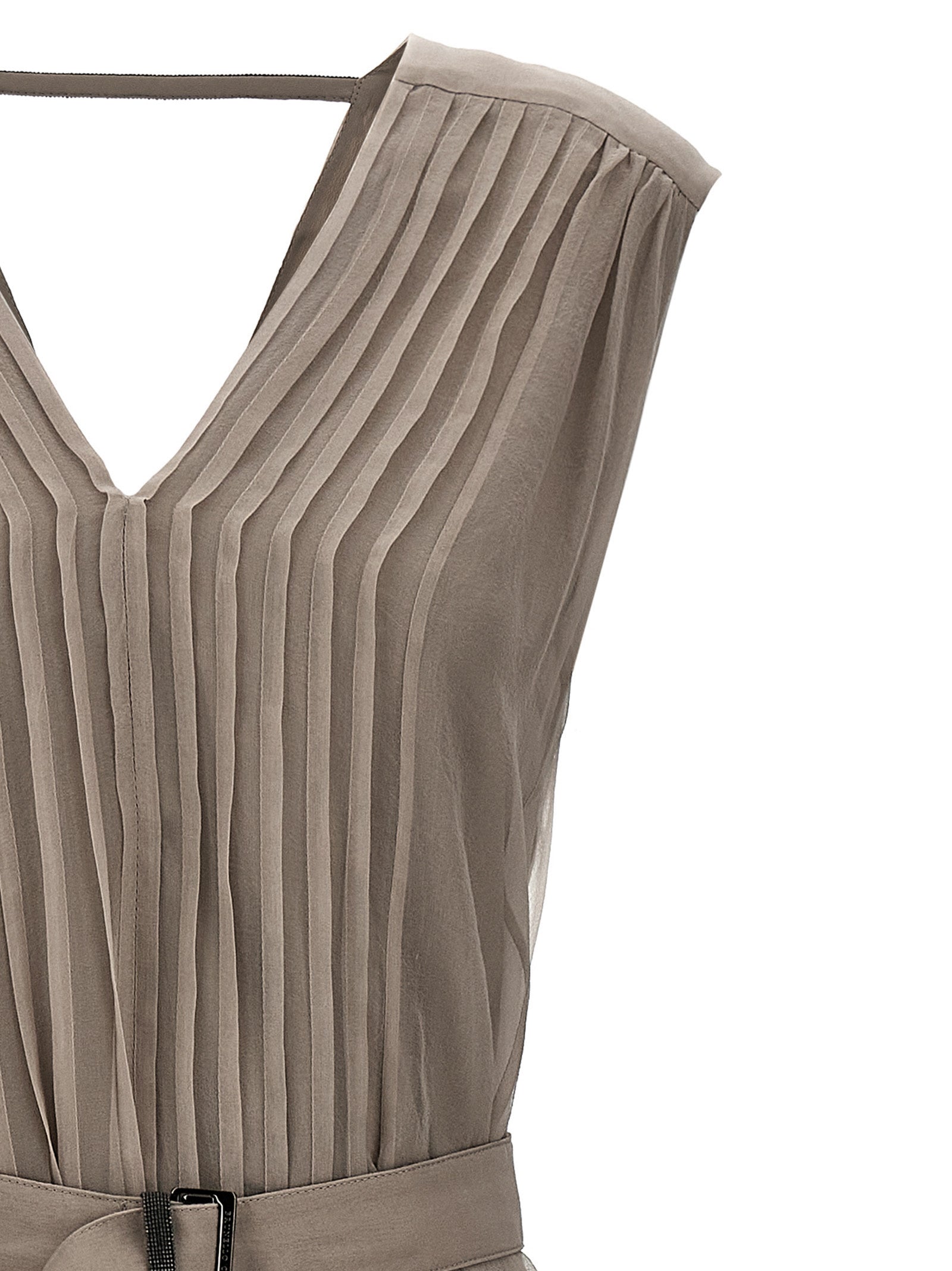 Brunello Cucinelli Beige Silk Long Dress Brunello Cucinelli