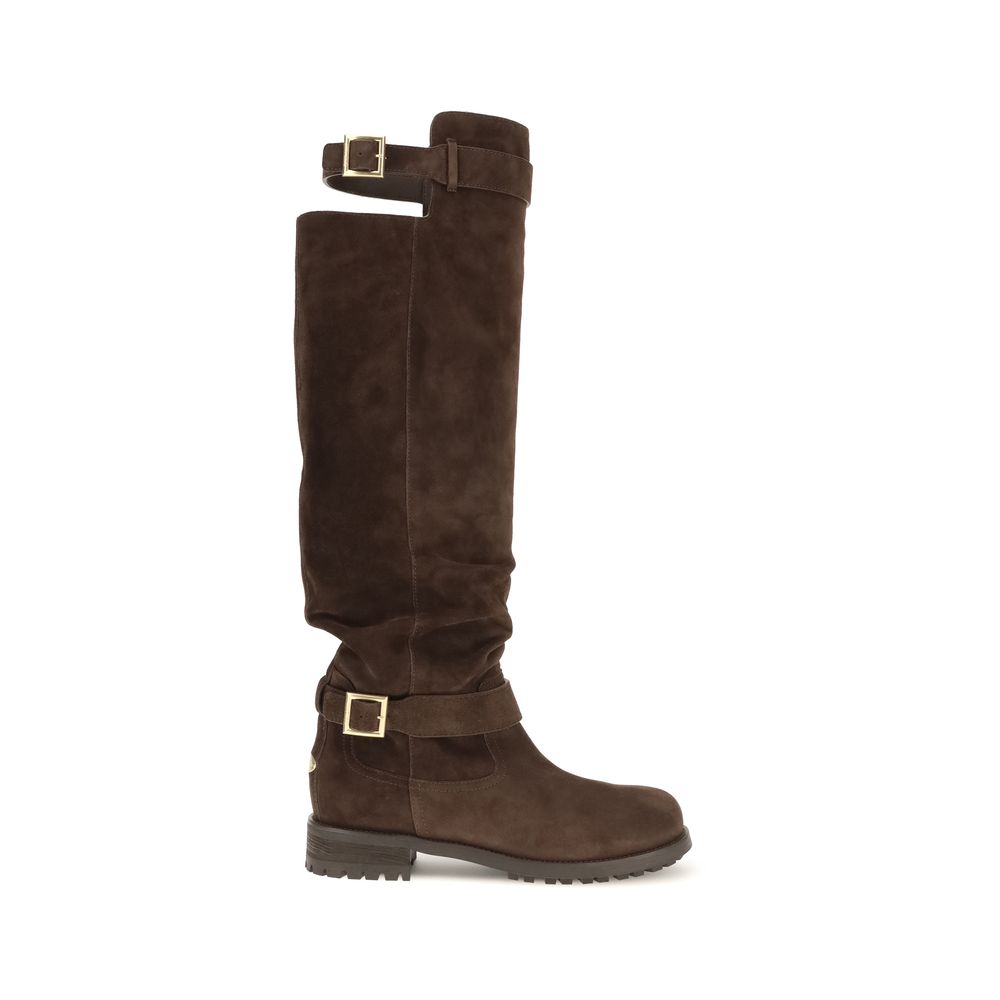 Jimmy Choo Brown Calf Leather Bos Taurus Lace-Up Boots Jimmy Choo