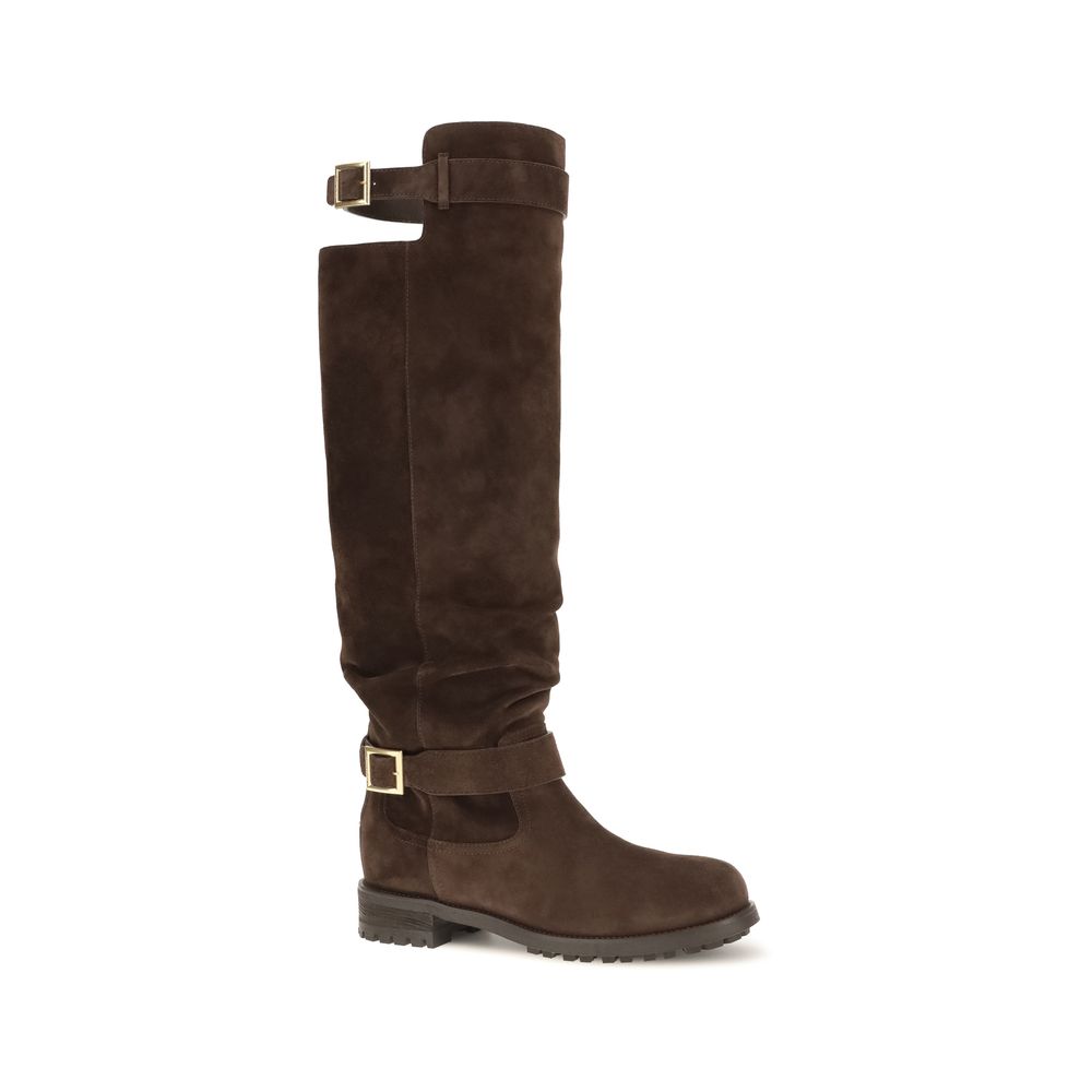 Jimmy Choo Brown Calf Leather Bos Taurus Lace-Up Boots Jimmy Choo