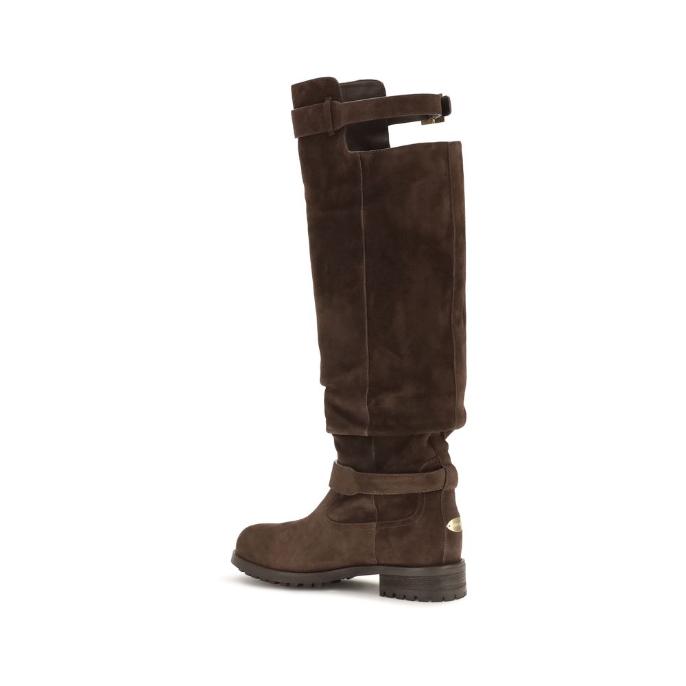 Jimmy Choo Brown Calf Leather Bos Taurus Lace-Up Boots Jimmy Choo