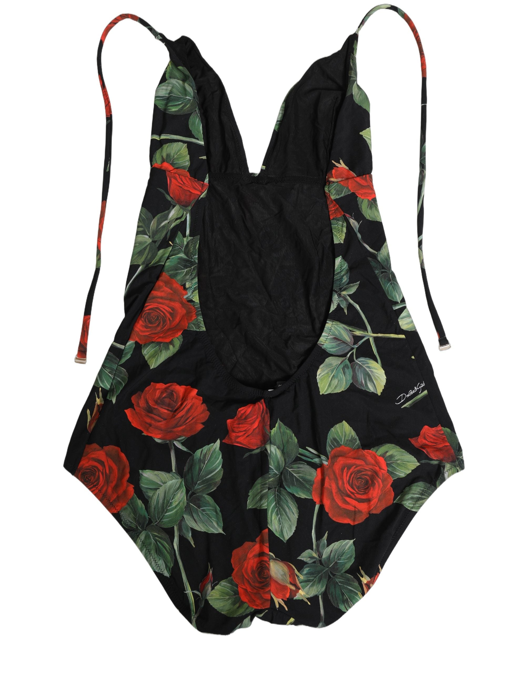 Dolce & Gabbana Black Rose Print One Piece Swimsuit Swimwear Dolce & Gabbana