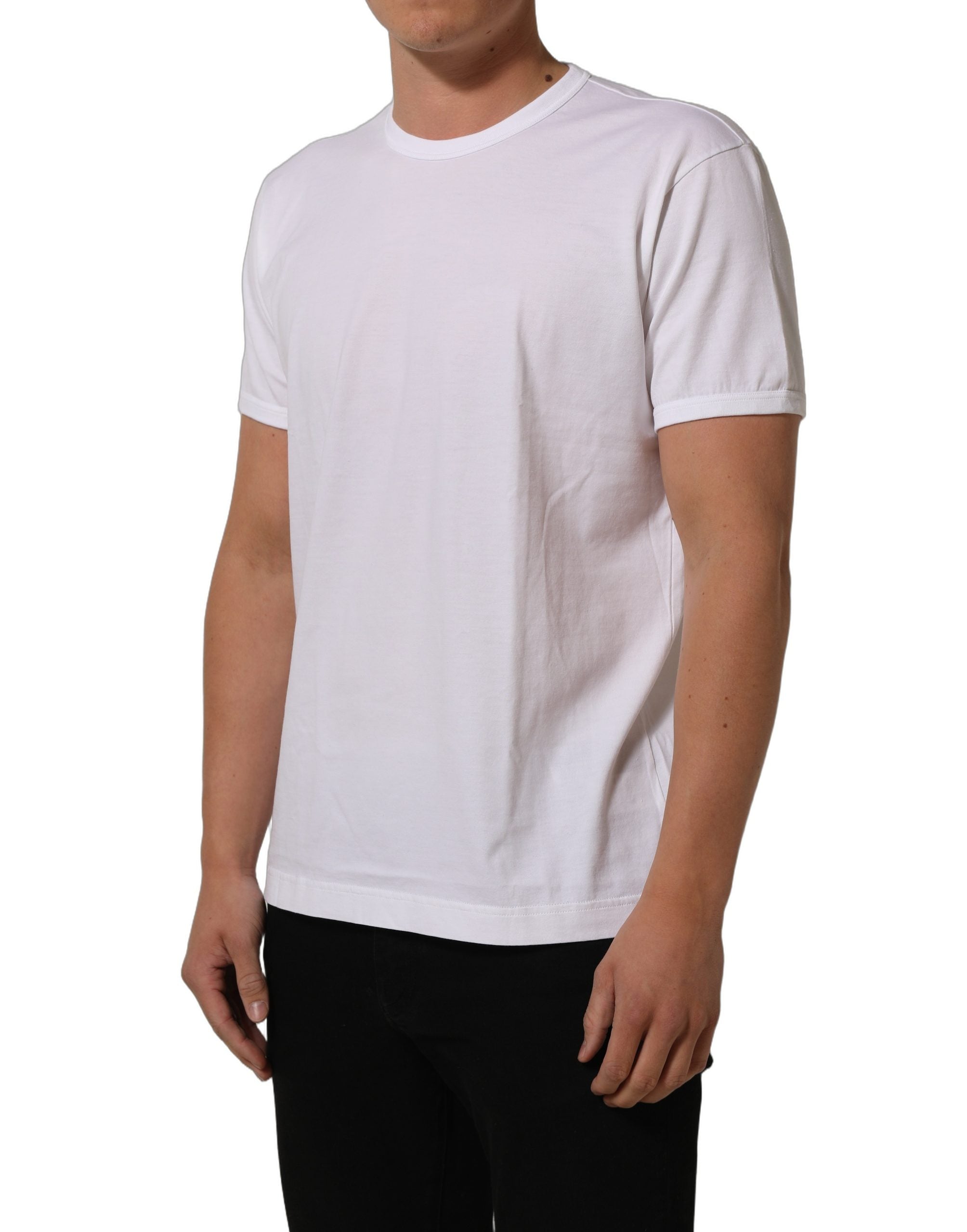 Dolce & Gabbana White Cotton Short Sleeves CrewNeck T-shirt Dolce & Gabbana