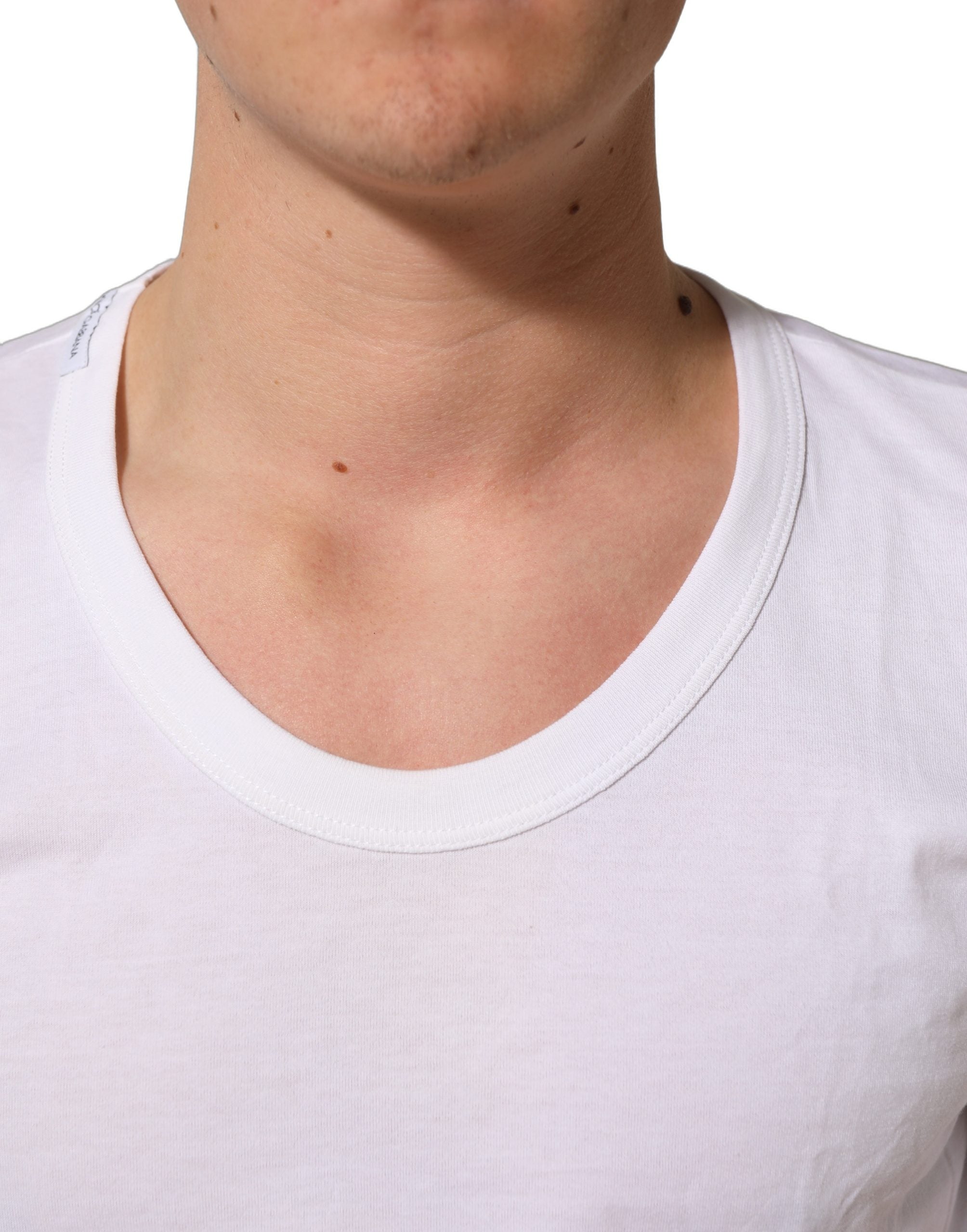 Dolce & Gabbana White Cotton Short Sleeve Round Neck T-shirt Dolce & Gabbana