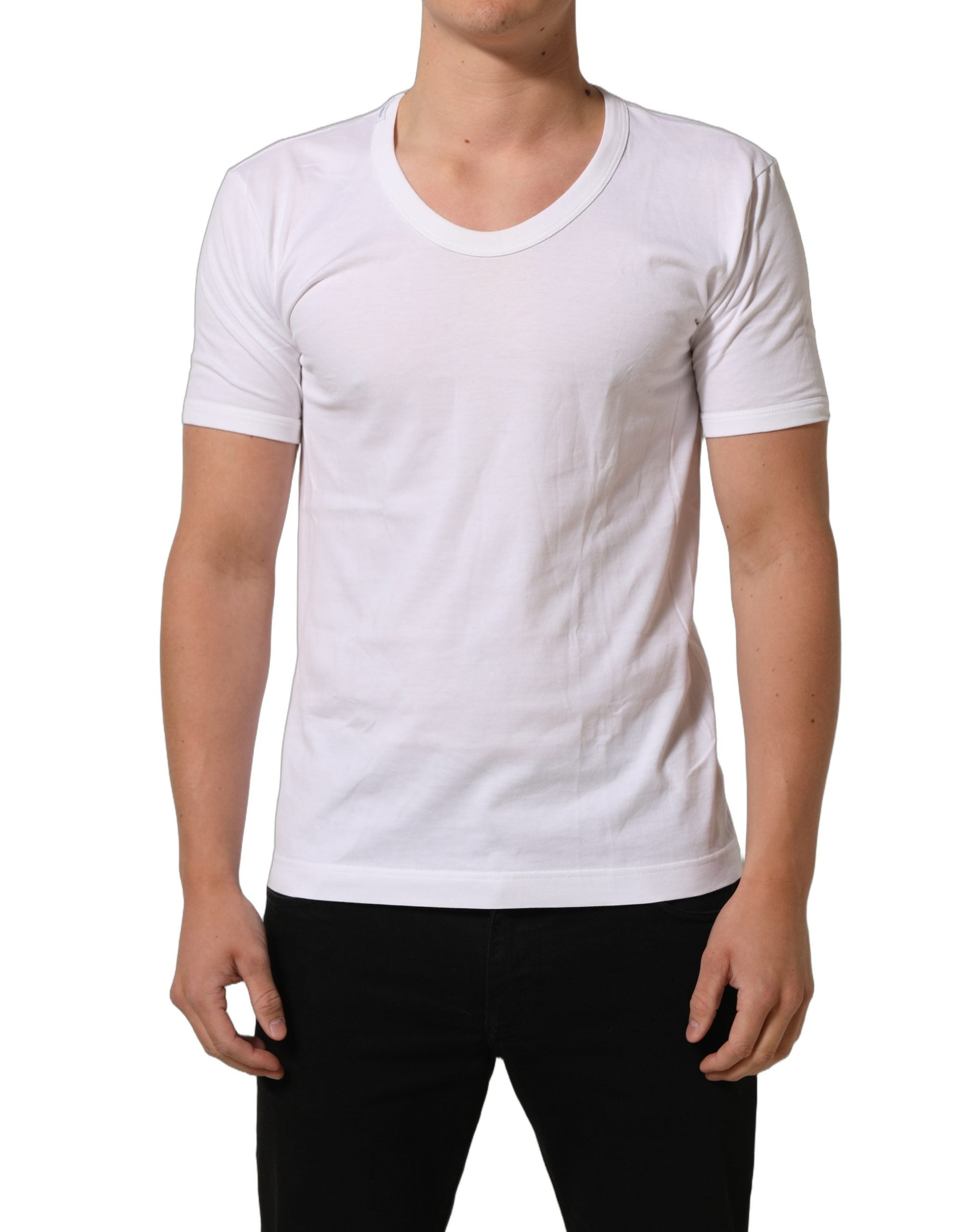 Dolce & Gabbana White Cotton Short Sleeve Round Neck T-shirt Dolce & Gabbana