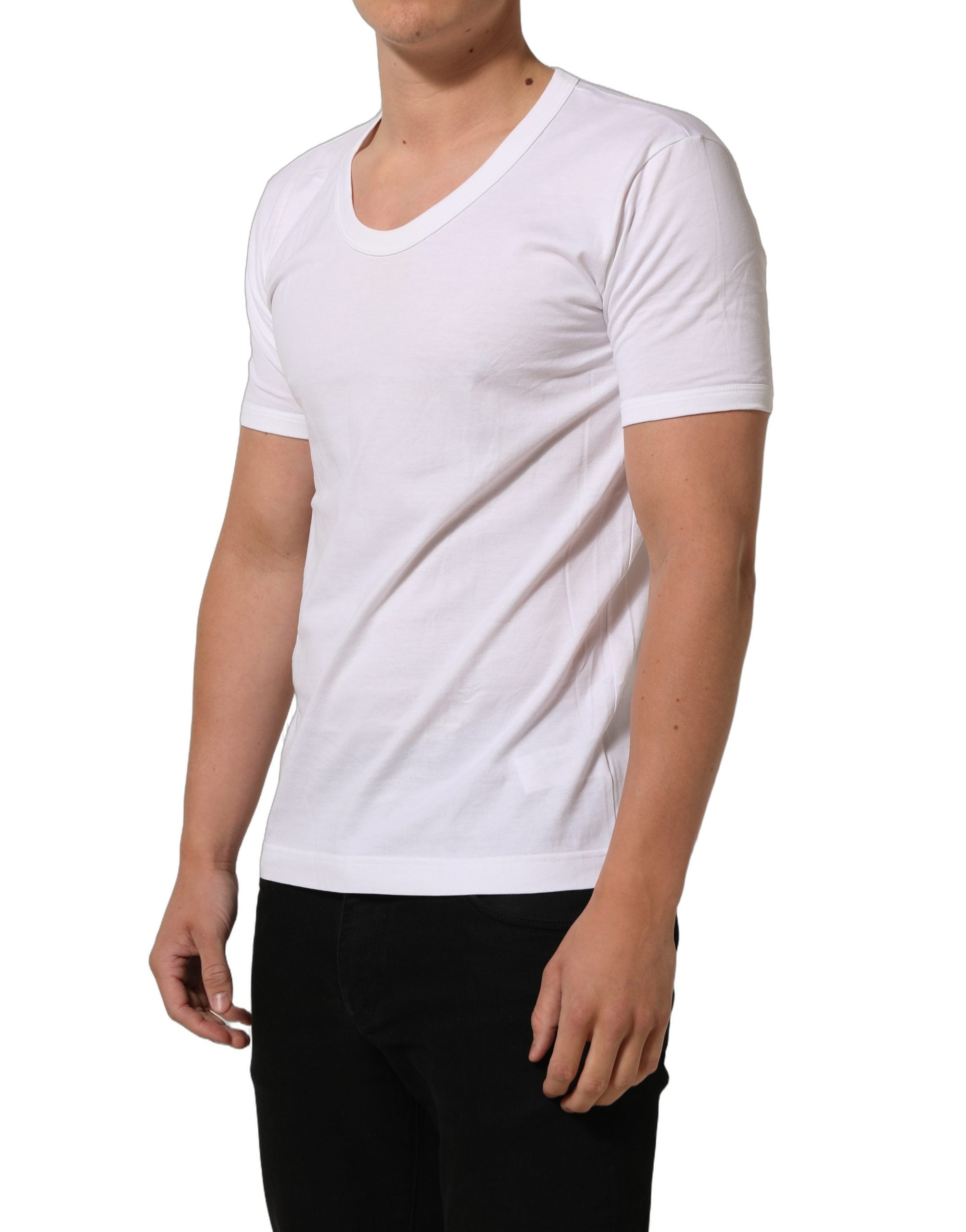 Dolce & Gabbana White Cotton Short Sleeve Round Neck T-shirt Dolce & Gabbana