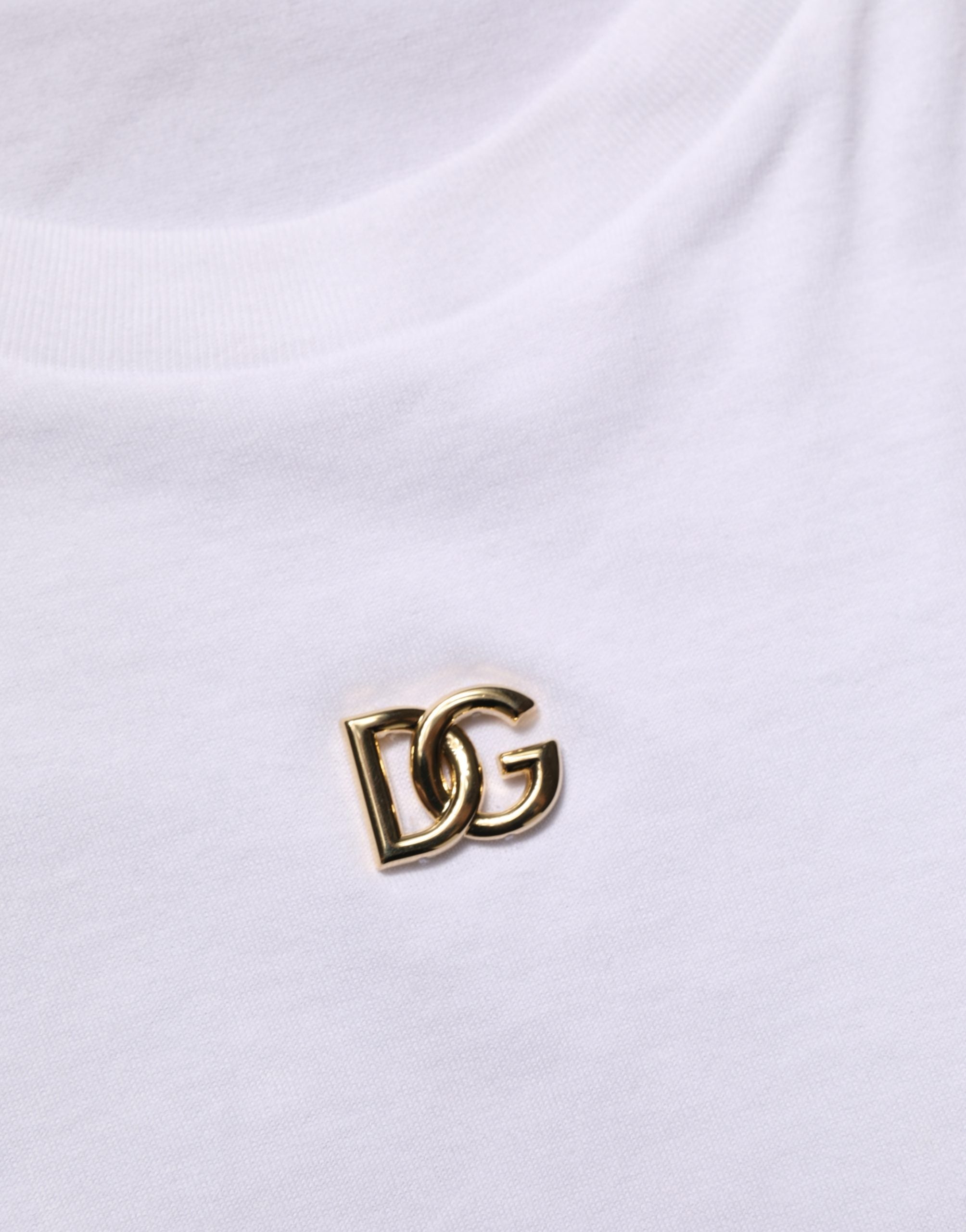 Dolce & Gabbana White Metal DG Logo Short Sleeves T-shirt Dolce & Gabbana
