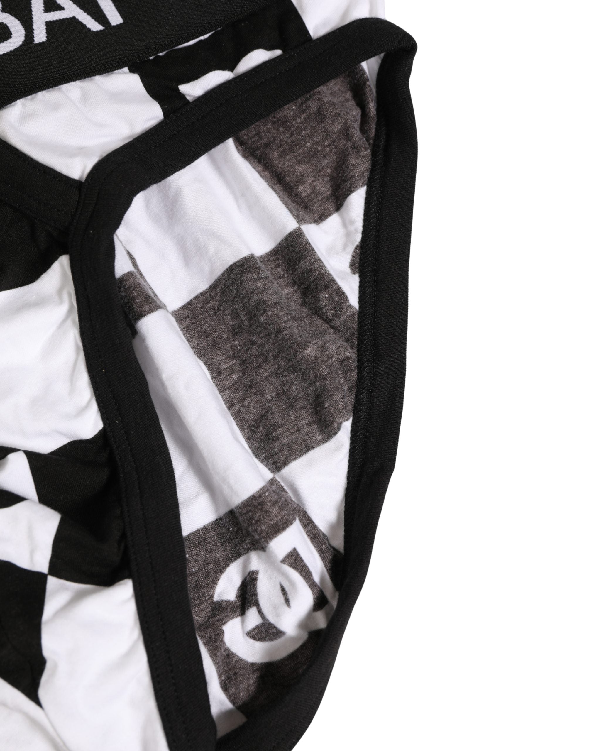 Dolce & Gabbana Black White Logo Checkered Midi Brief Underwear Dolce & Gabbana