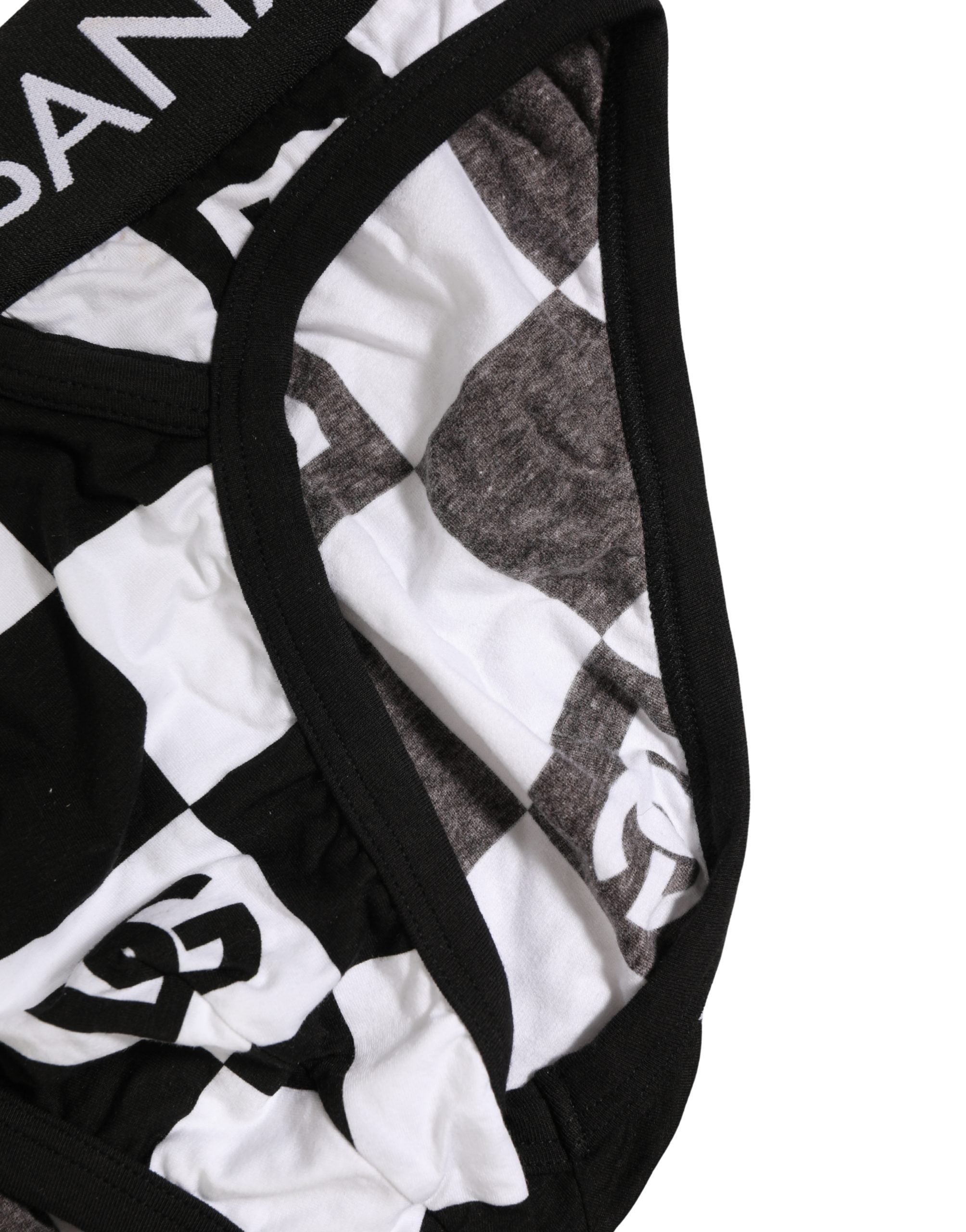 Dolce & Gabbana Black White Logo Checkered Midi Brief Underwear Dolce & Gabbana