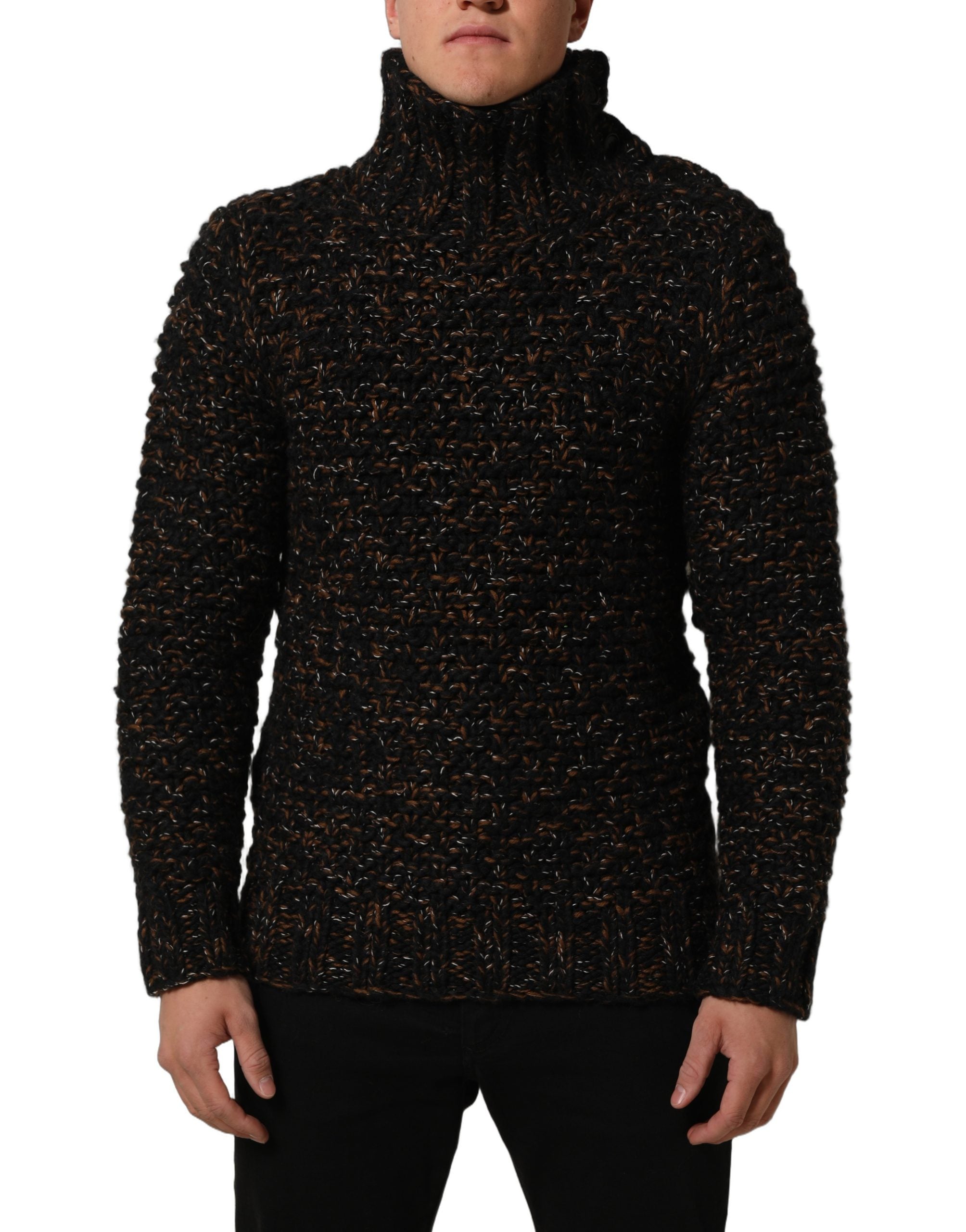 Dolce & Gabbana Brown Wool Knit Turtleneck Pullover Sweater Dolce & Gabbana