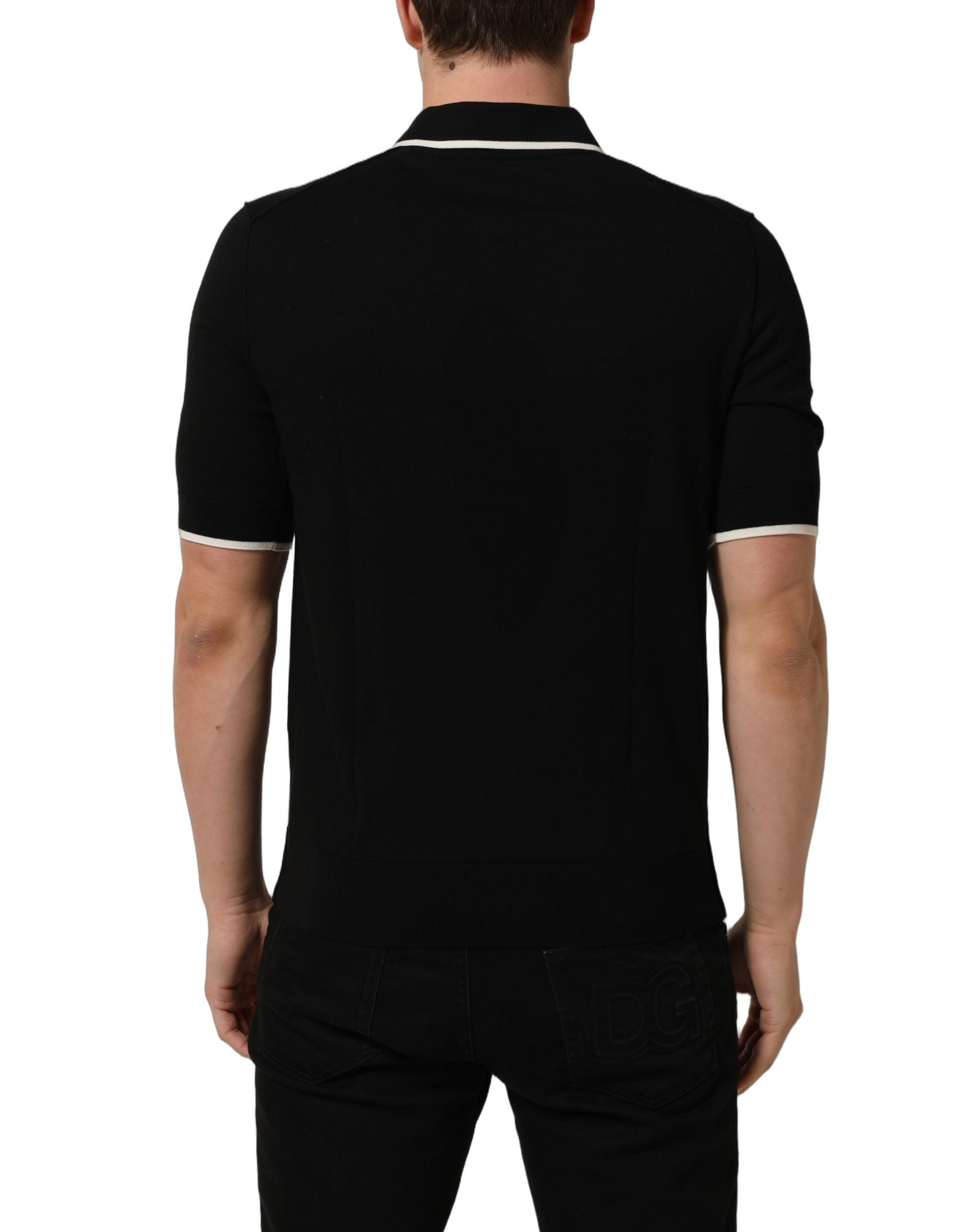 Dolce & Gabbana Black Cotton Collared Short Sleeves Men Polo T-shirt Dolce & Gabbana