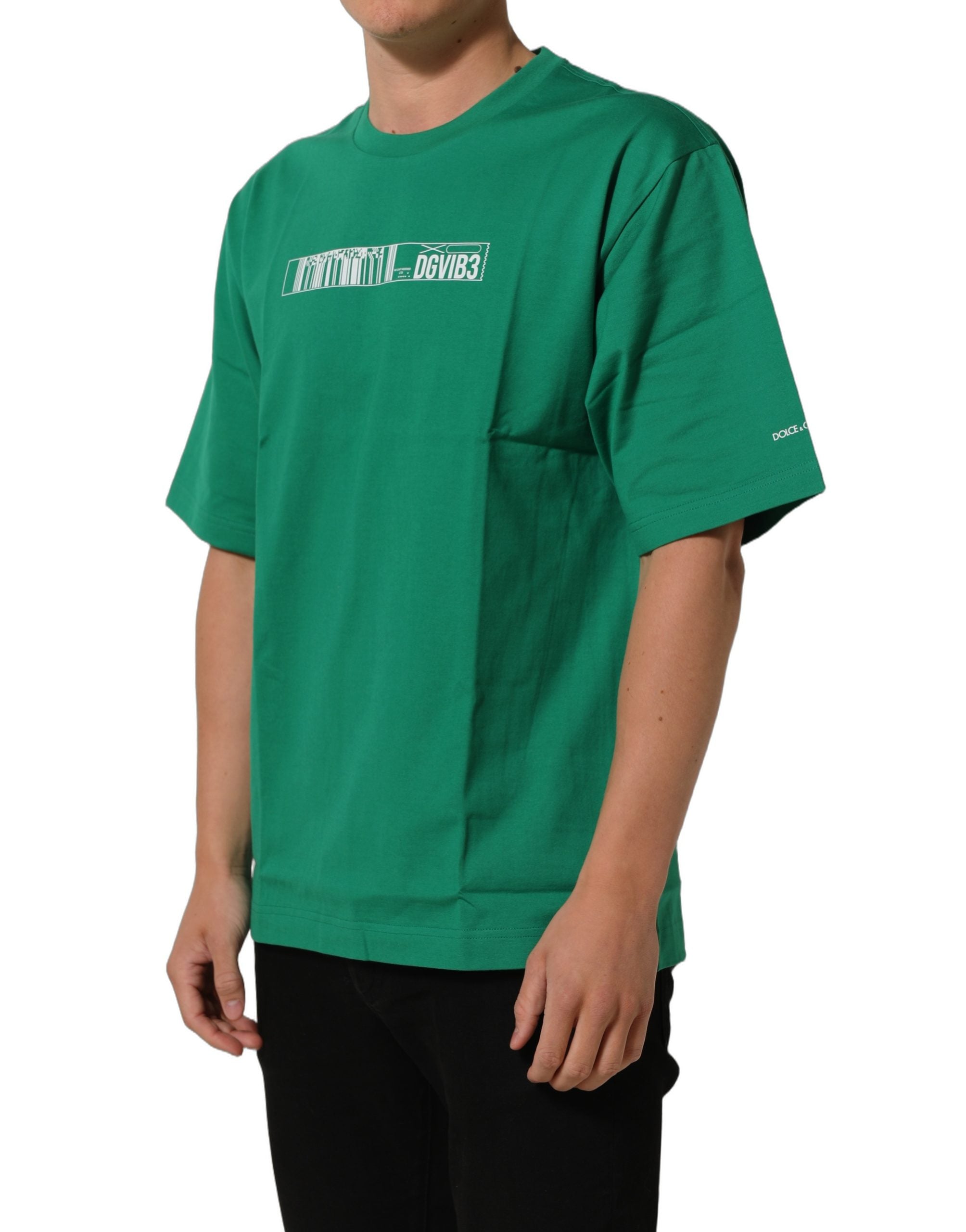 Dolce & Gabbana Green Cotton DGVIB3 Print Crew Neck T-shirt Dolce & Gabbana