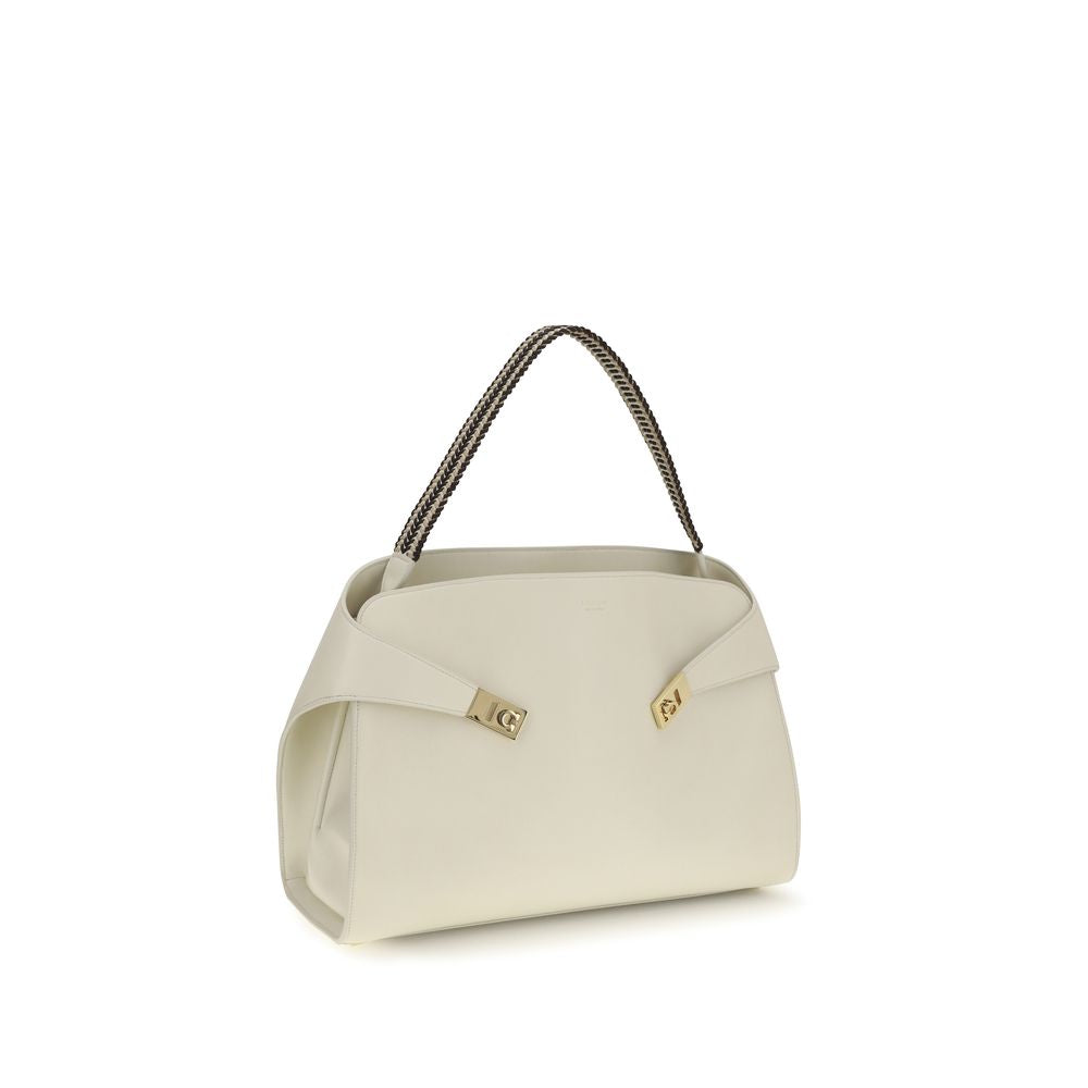 Ferragamo Beige Calf Leather Bos Taurus Shoulder Bag Ferragamo