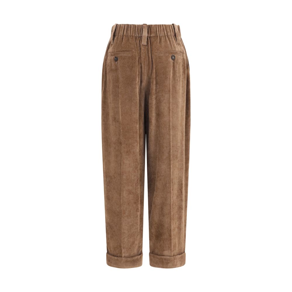 Brunello Cucinelli Brown Viscose Casual Pants Brunello Cucinelli