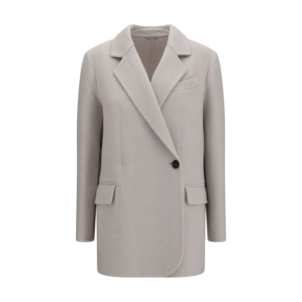 Brunello Cucinelli White Wool Oves Aries Full-Length Jacket Brunello Cucinelli